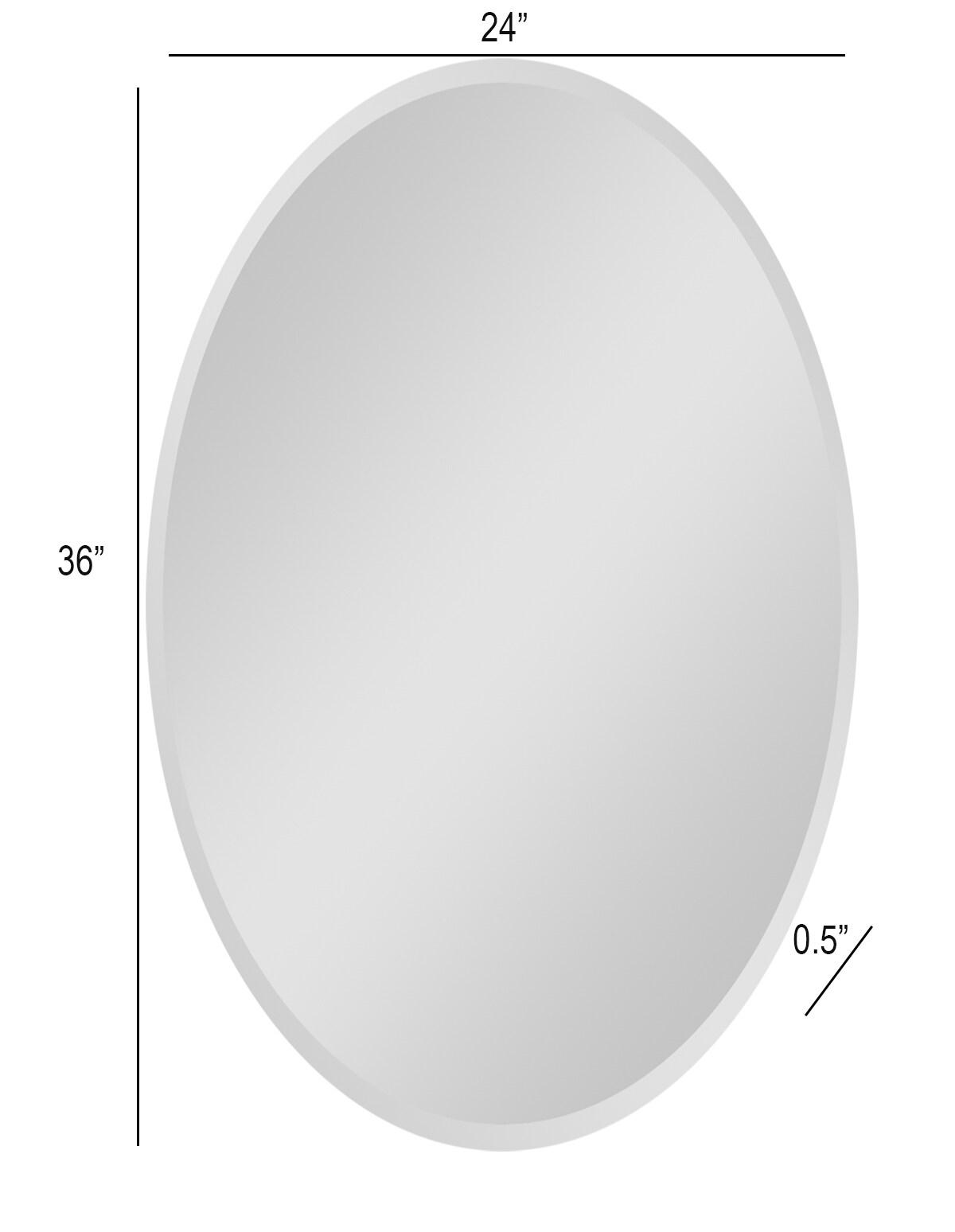 Large 24" x 36" Oval Bathroom Helmer Frameless Wall Mirror by Décor Wonderland