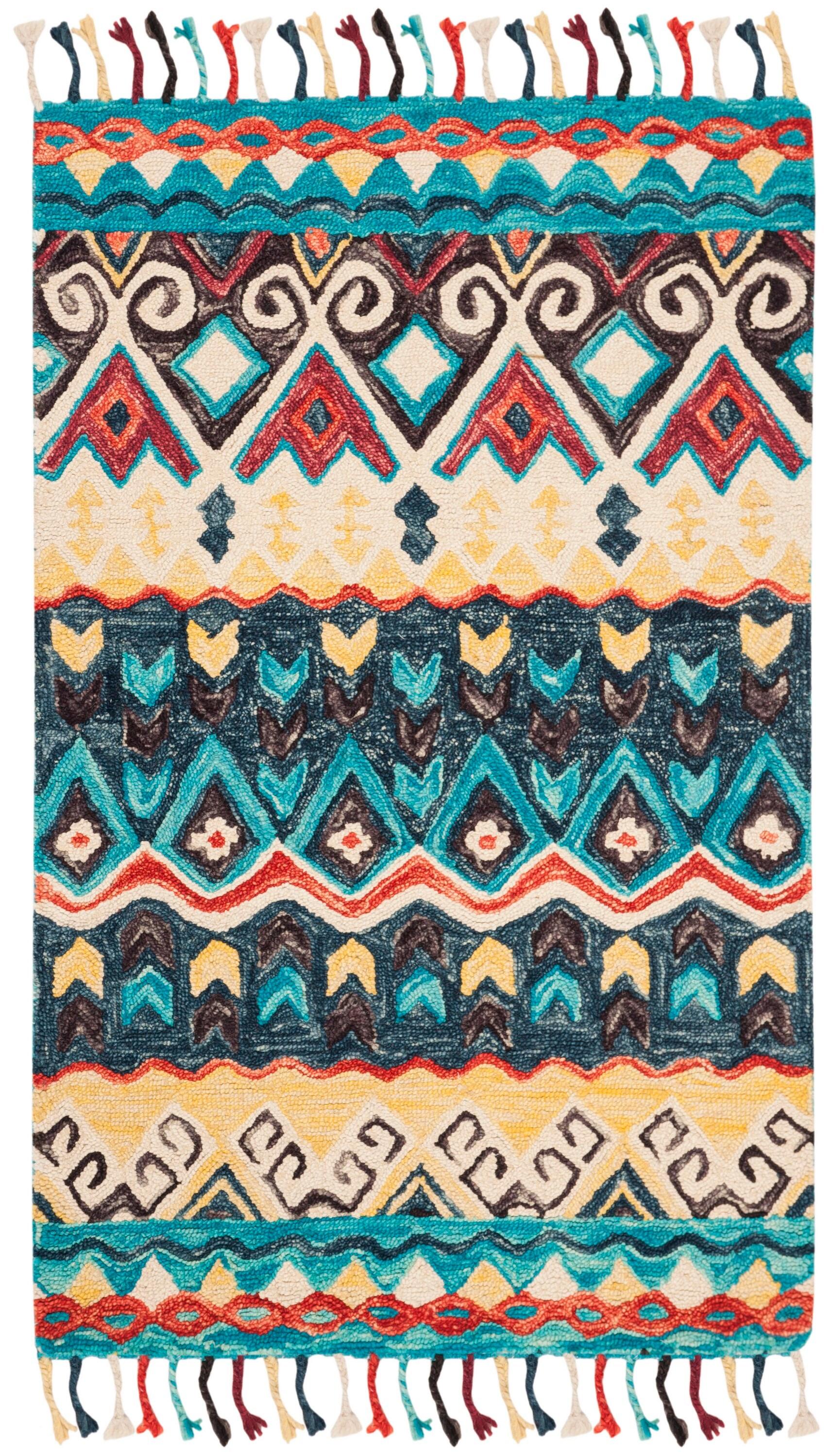 Aspen APN137 Hand Tufted Area Rug - Blue/Red - 3'x5' - Safavieh.