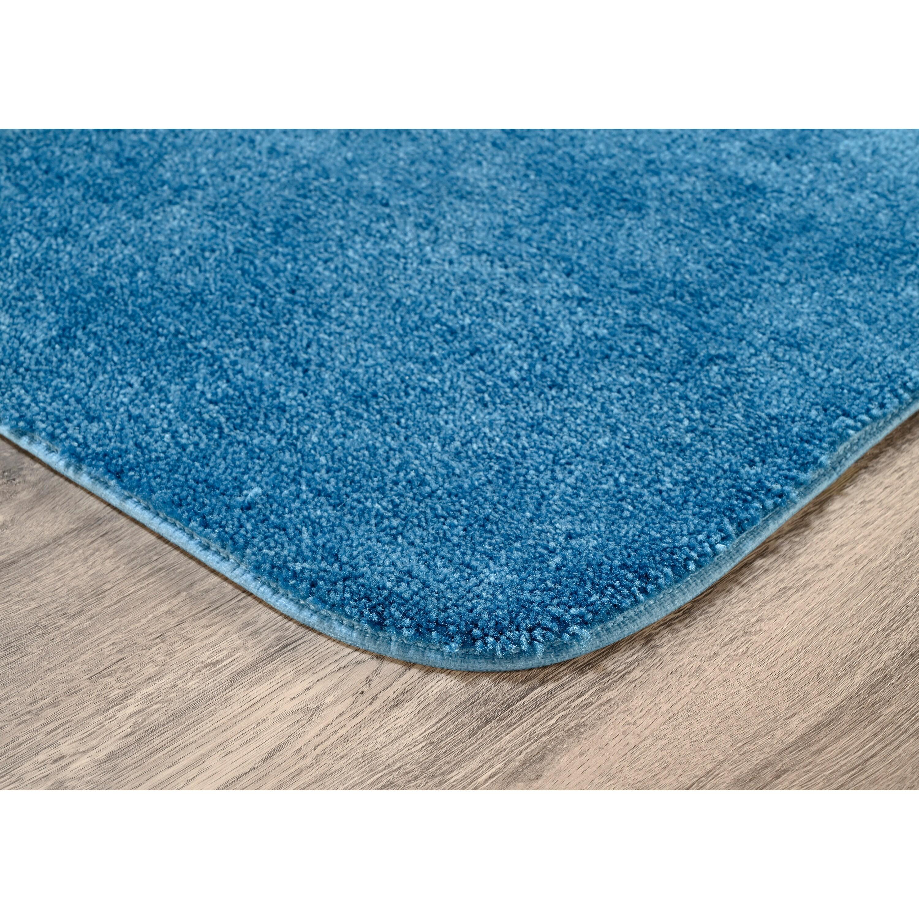 4pc Traditional Nylon Washable Bathroom Rug Set Basin Blue - Garland Rug: Includes Lid & Contour Cover, Machine Made