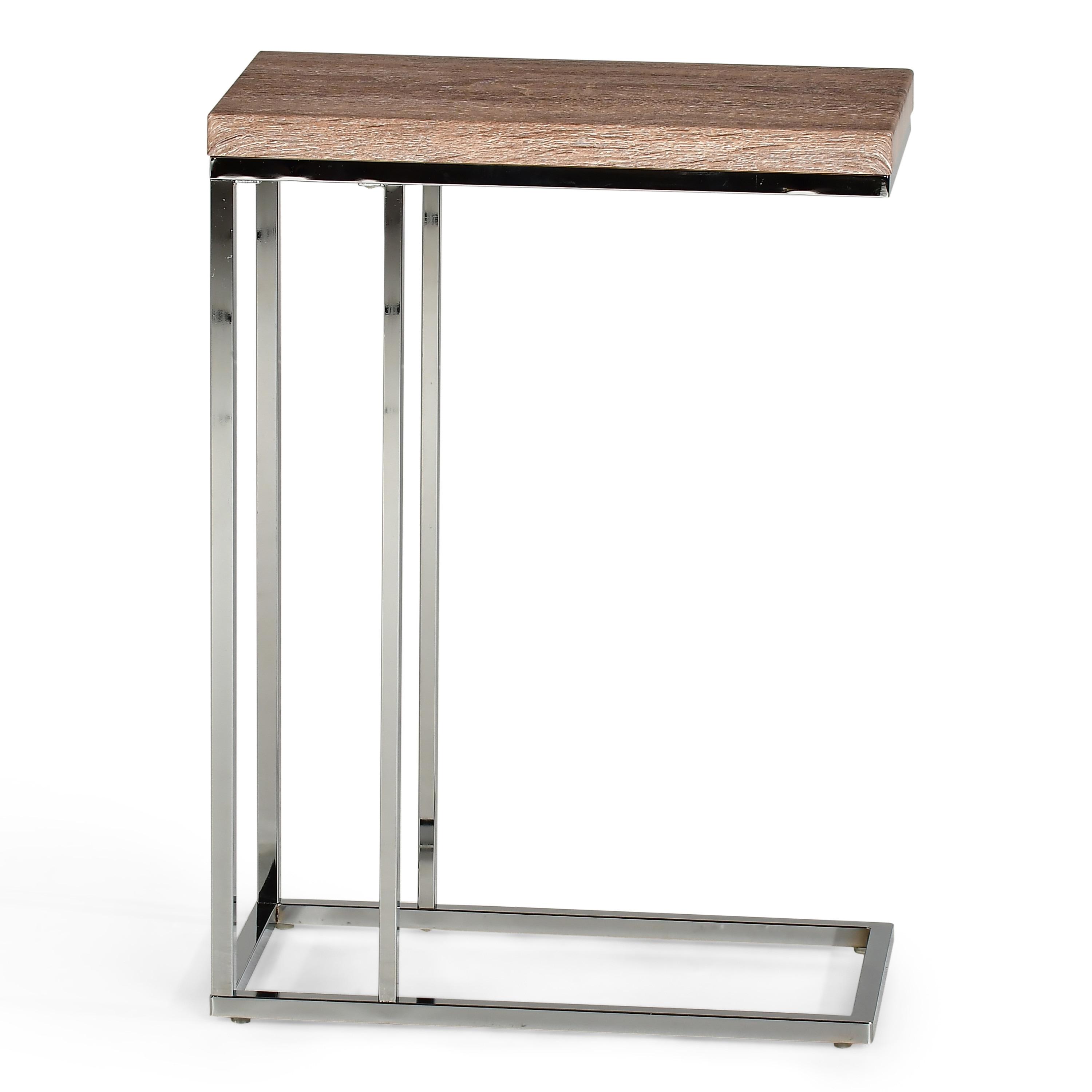 Lucia Chairside End Table Brown - Steve Silver: Chrome Frame, Wood Top, Space-Saving Design