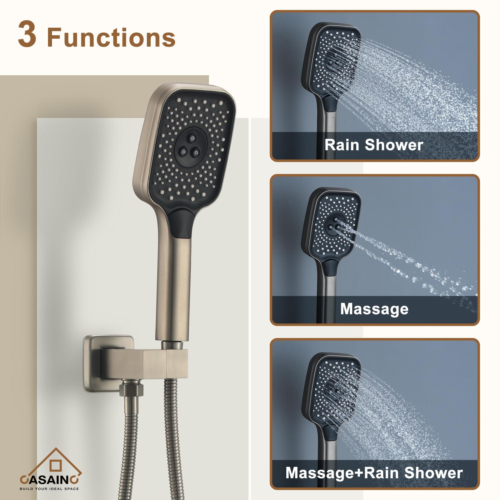 Rainfall Symphony 12inch 3-Function Dual Shower Head Thermostatic Shower System with 3 Sprays Handheld