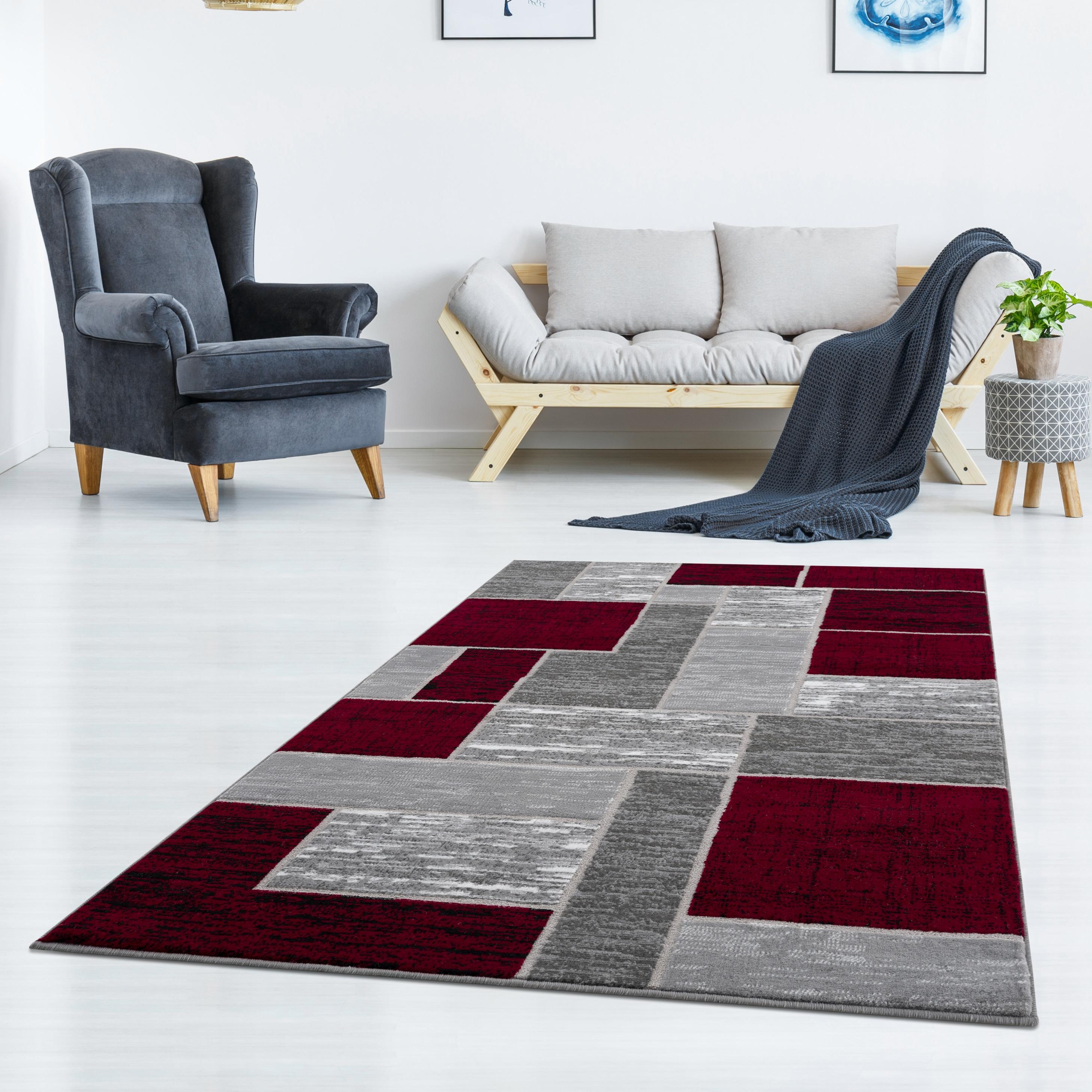 L'Baiet  Verena Geometric Area Rug Red 5' x 8'/Surplus Contains Latex Stain Resistant 5' x 8',4' x 6',8' x 10' Indoor,Runner,Accent Living