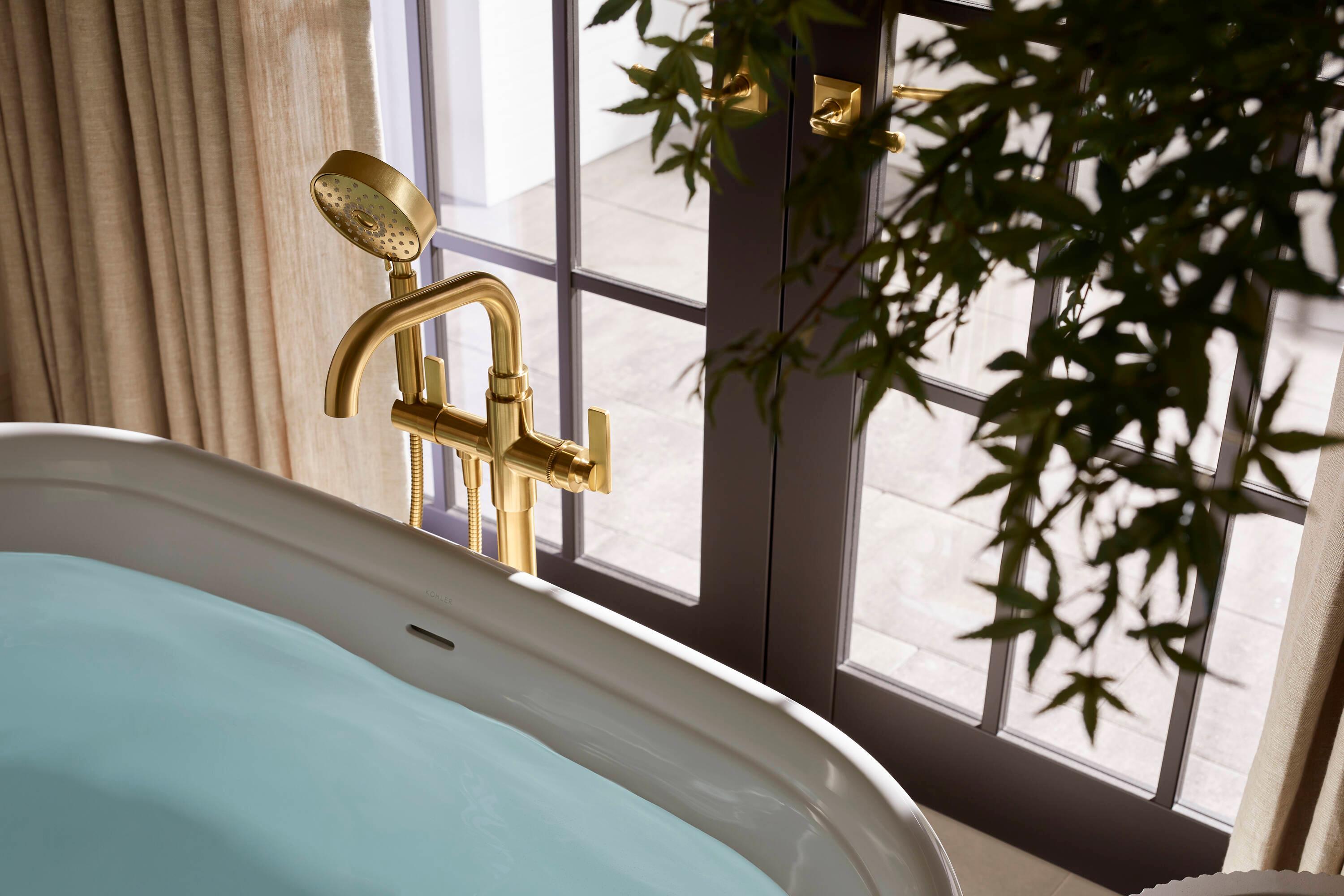 Castia by Studio McGee Floor-Mount Bath Filler Trim with Handshower