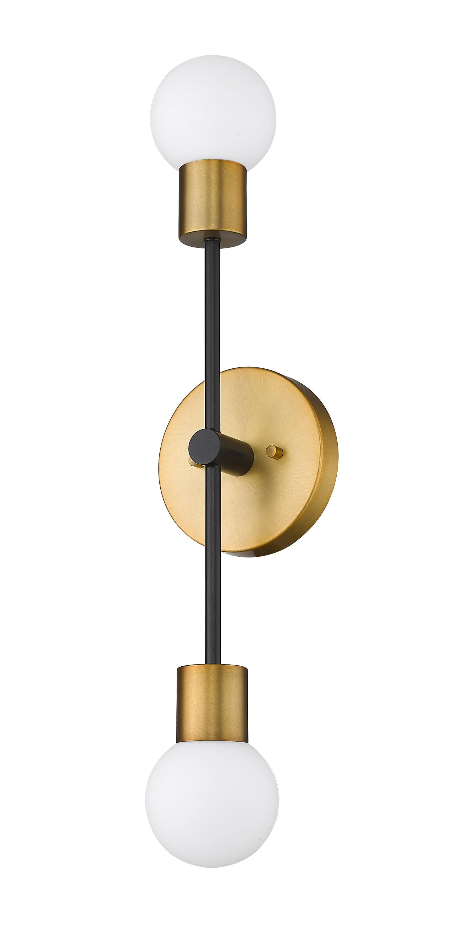 Z Lite 621-2S-MB-FB 6 in. Neutra 2 Light Matte Black & Foundry Brass Wall Sconce