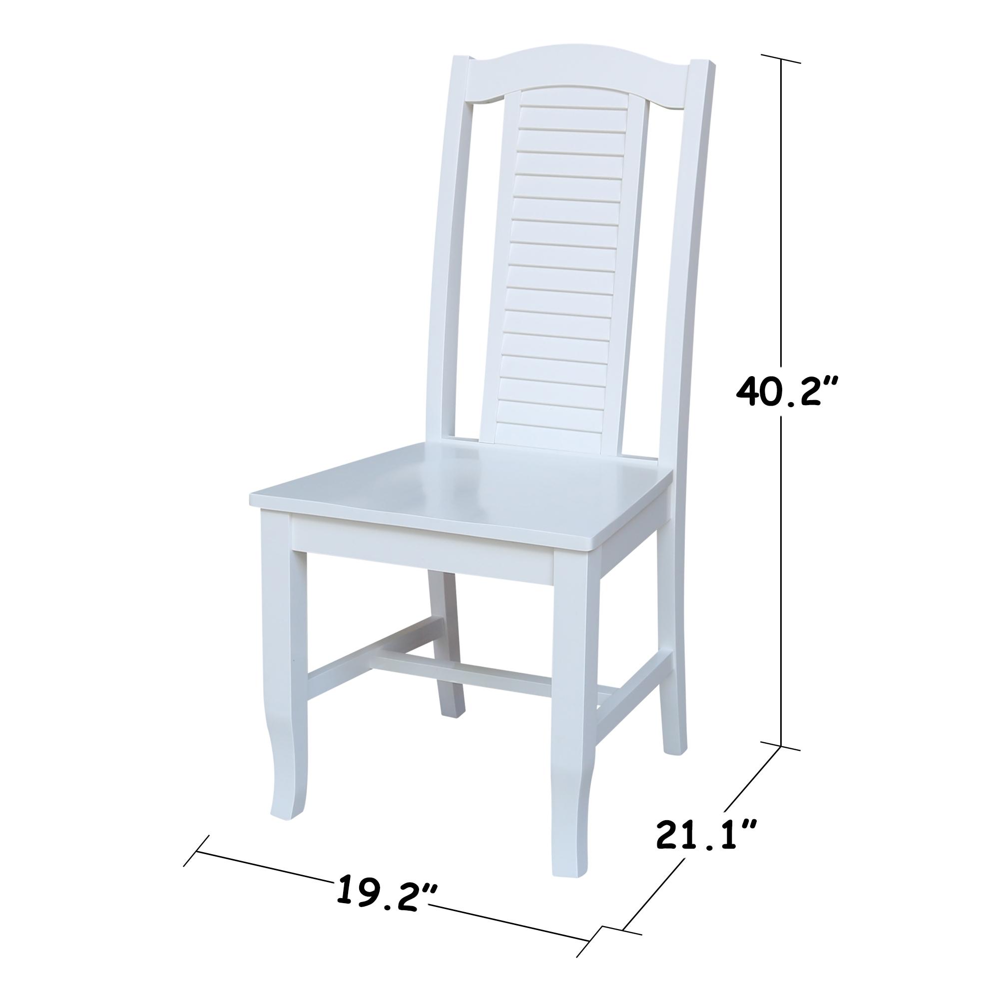 Seaside Solid Wood Chairs in White - Set of 2