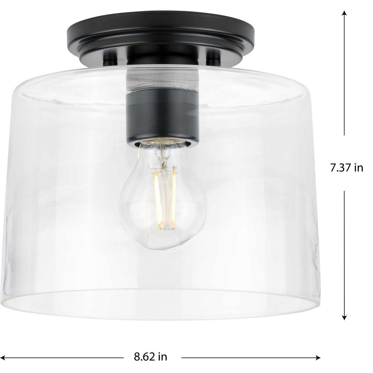 Progress Lighting, Adley Collection, 1-Light Flush Mount, Matte Black, Clear Glass Shade