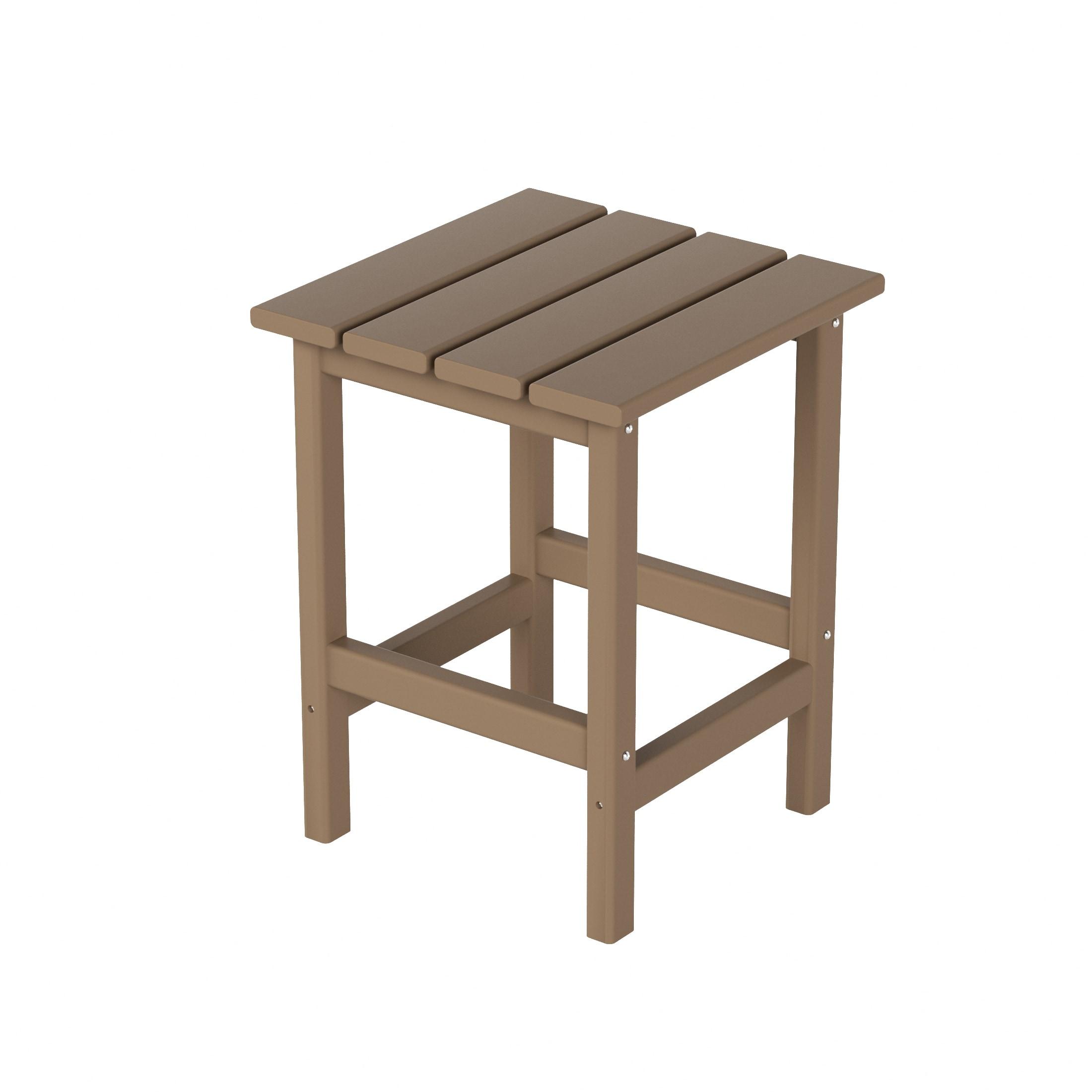 Polytrends  Laguna Hdpe All Weather Outdoor Patio Square Side Table Weathered Wood