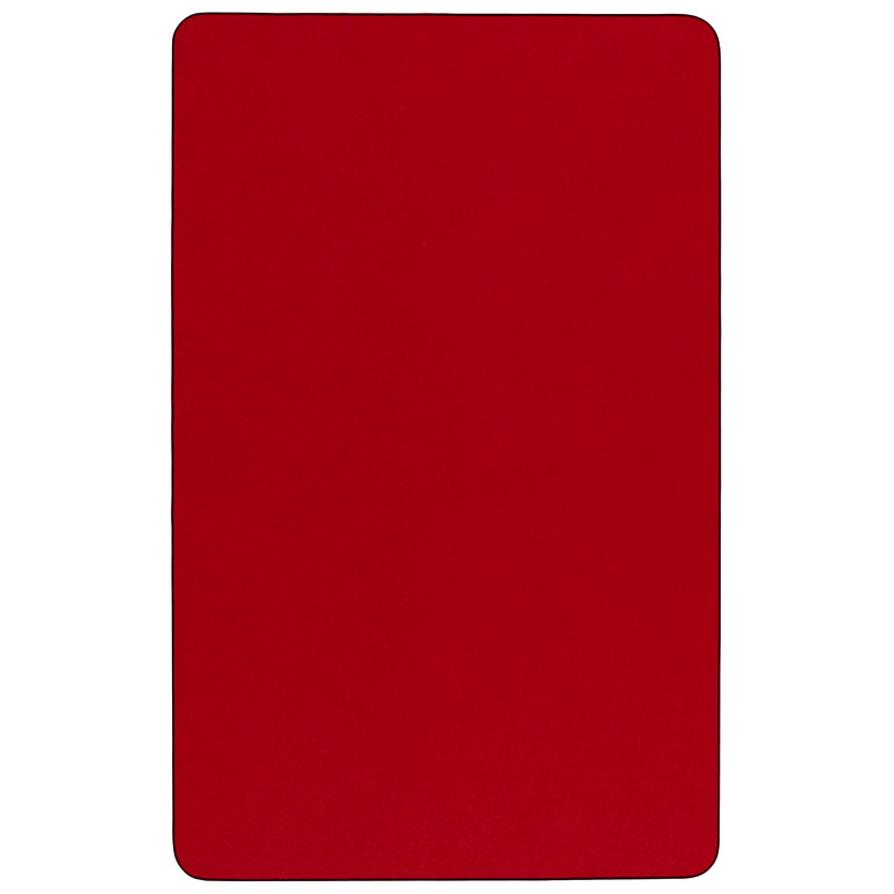 Flash Furniture 24''W x 48''L Rectangular Red Thermal Laminate Activity Table - Height Adjustable Short Legs