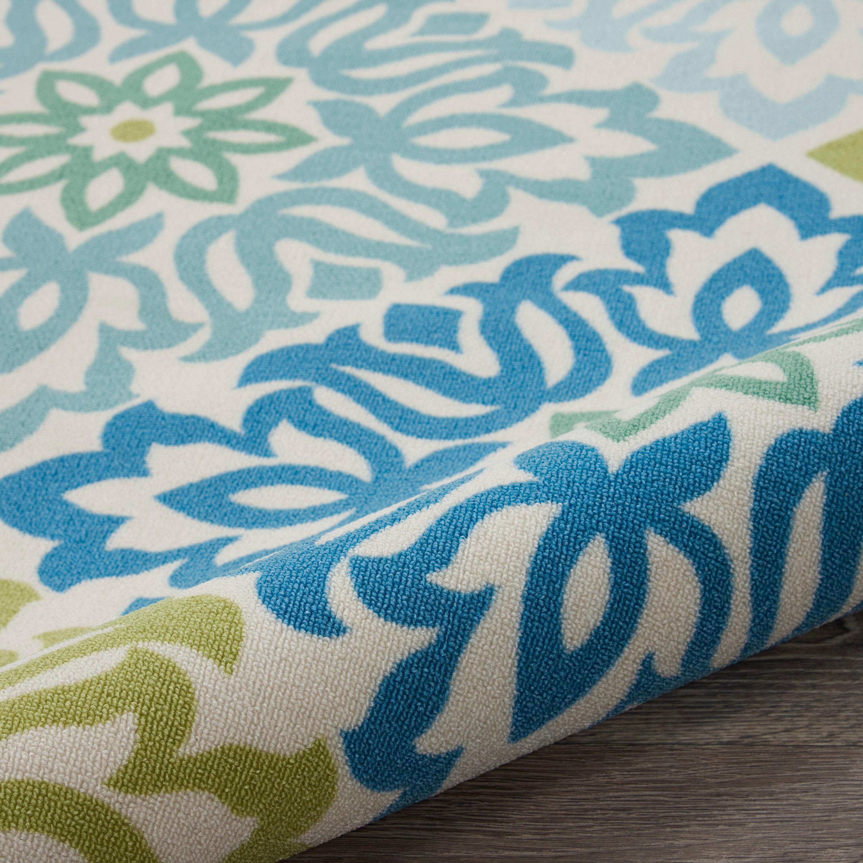 Waverly Sun & Shade "Sweet Things" Blue Indoor/Outdoor Area Rug by Nourison Marine 4'3" x 6'3"