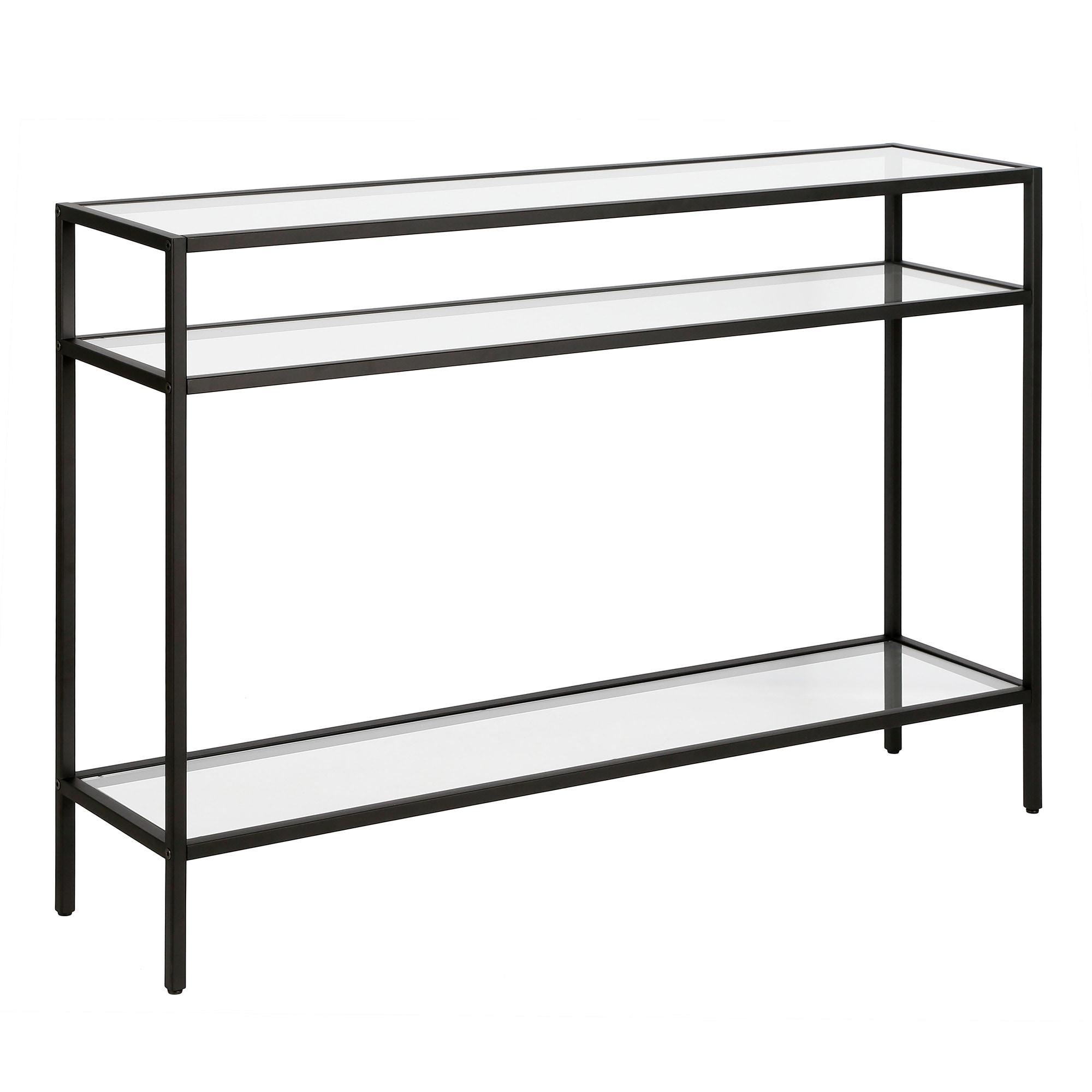 Evelyn&Zoe Siviline 42" Wide Rectangular Console Table, Blackened Bronze