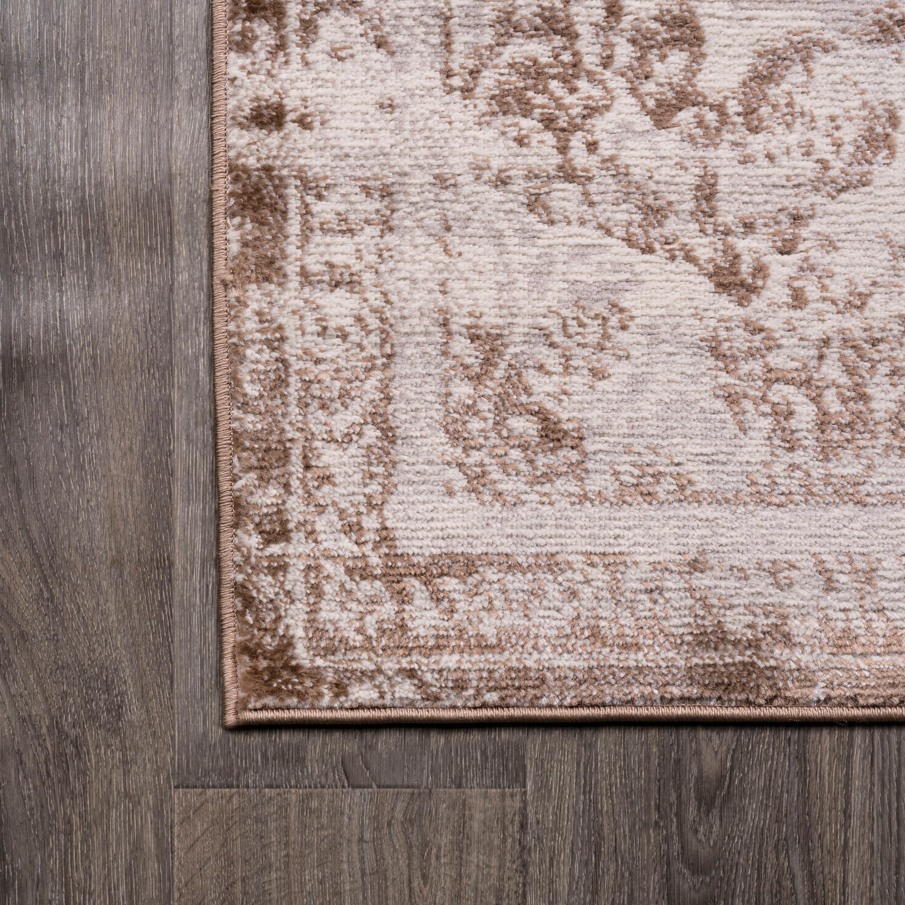 4'x6' Alhambra Ornate Medallion Modern Area Rug, Brown/Cream - JONATHAN Y
