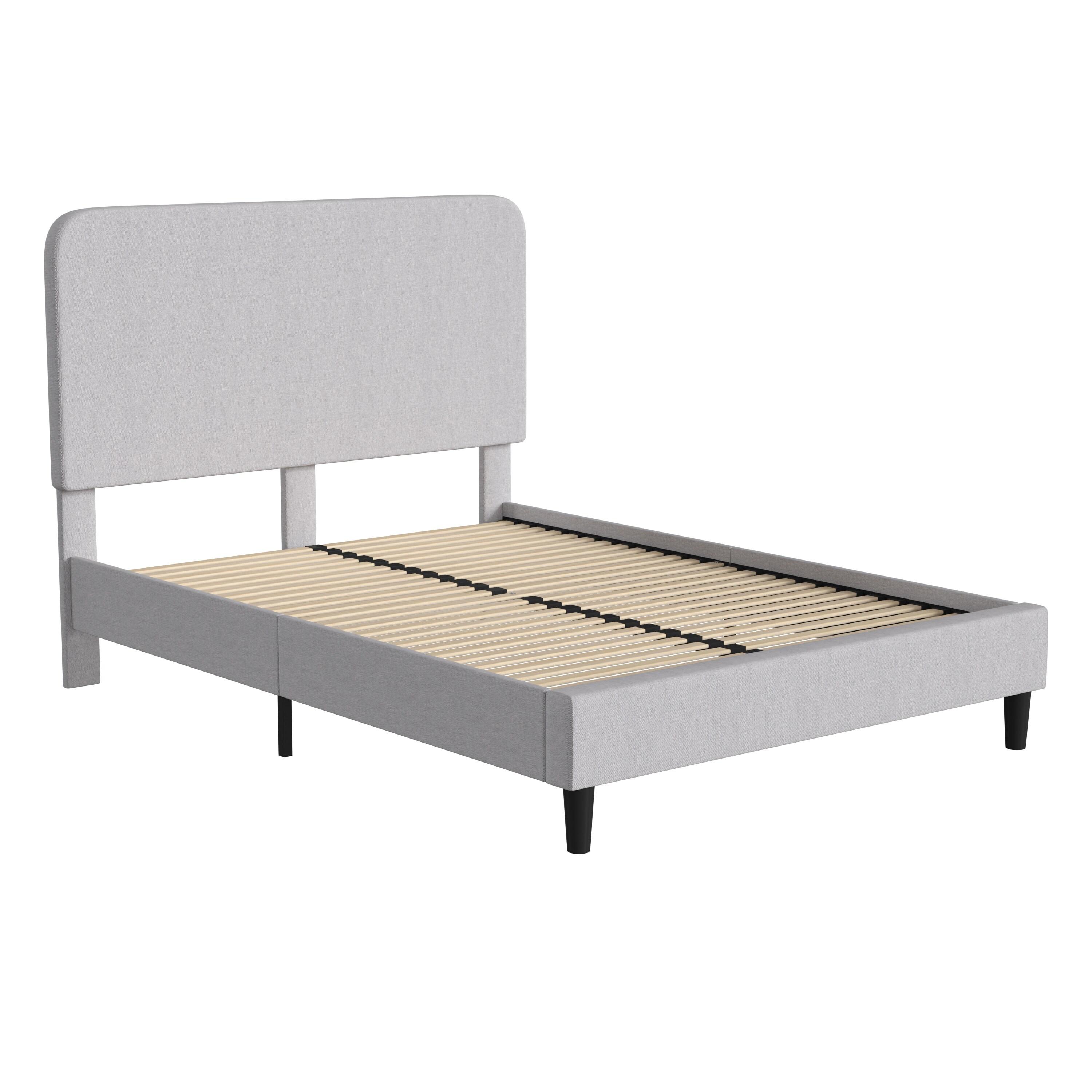 Flash Furniture Addison Fabric Upholstered Platform Bed, Light Grey, Queen