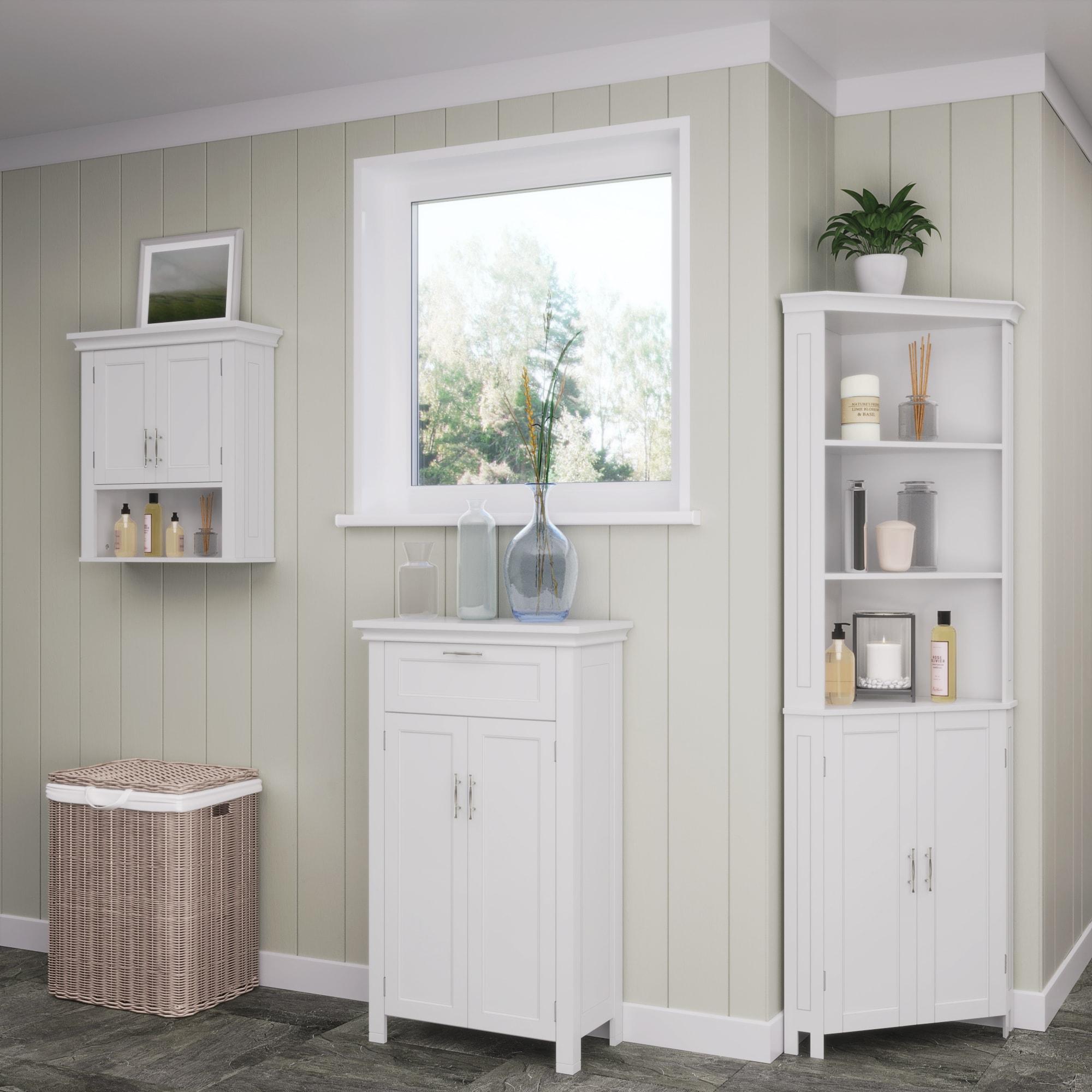 RiverRidge Somerset Two-Door Bathroom and Laundry Storage Cabinet with Drawer and Adjustable Shelf