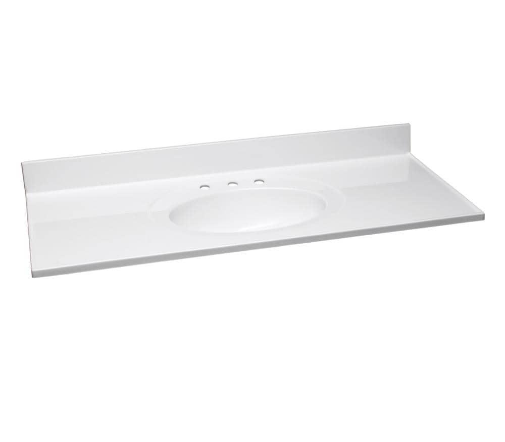 49-inch Cultured Marble Vanity Top with Backsplash, Improved Package, White – Design House, 586388