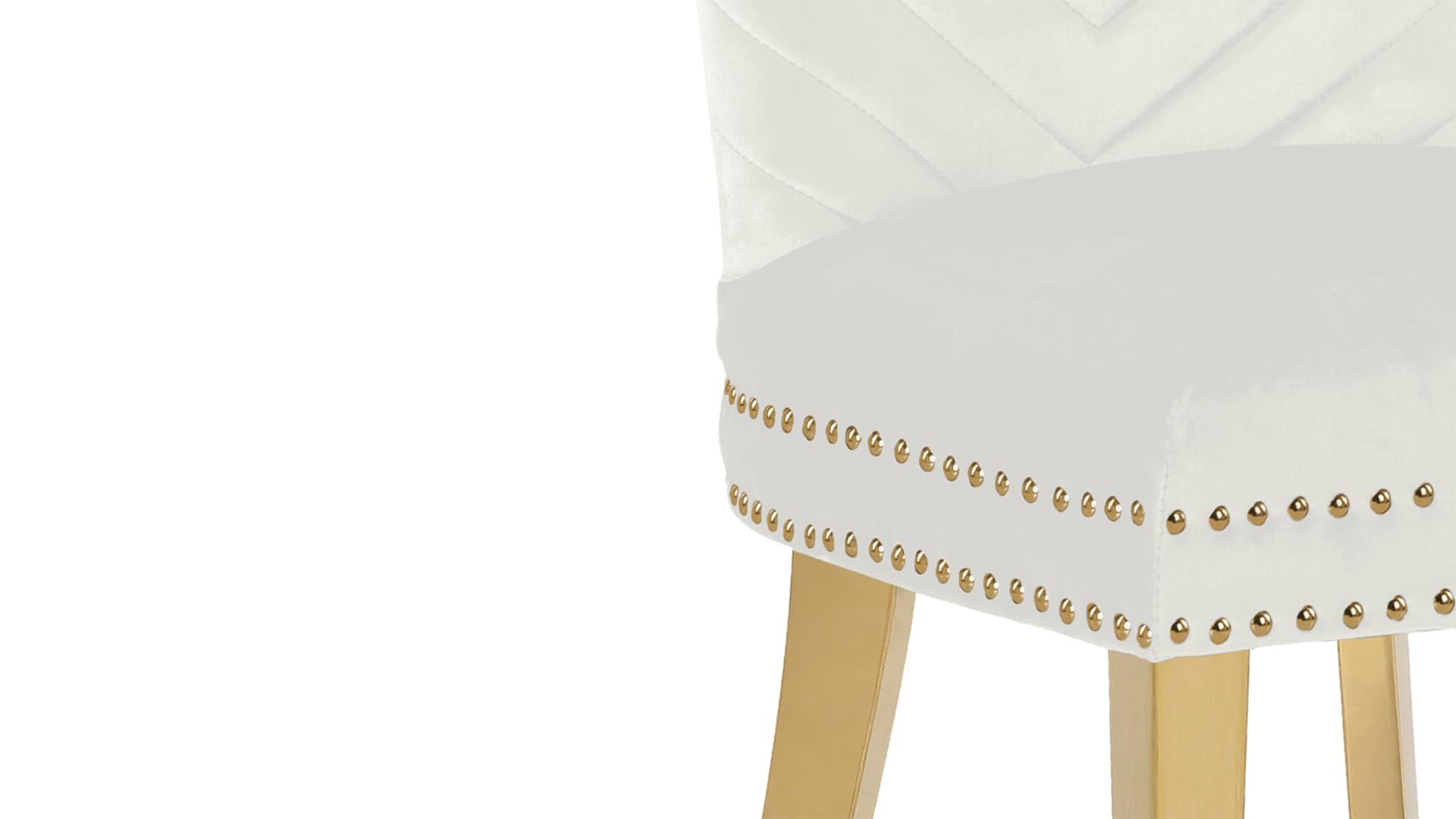 Eva 2 Piece Gold Legs Dining Chairs Finished with Velvet Fabric in Beige