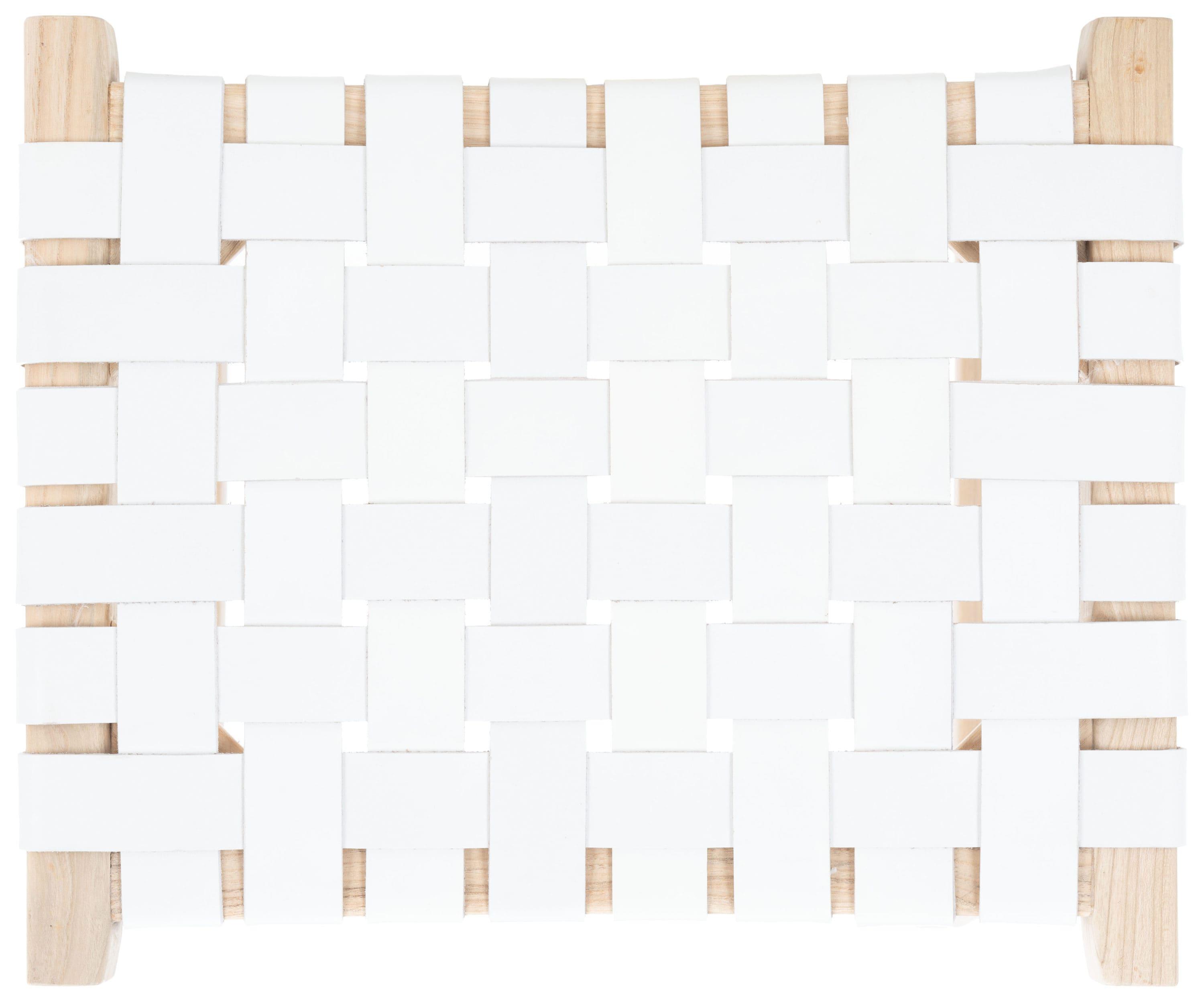 SAFAVIEH Abreu Rectangle Barstool, White/Light Natural (18.5 in. W x 20 in. D x 30 in. H)