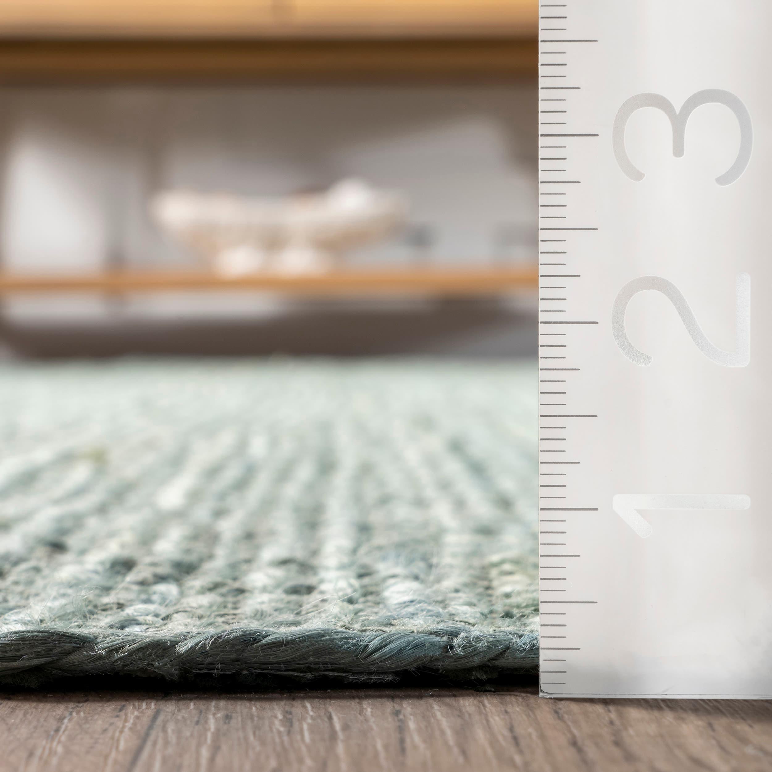Nuloom 6x9 Rigo Jute Hand Woven Area Rug, Green, Solid Farmhouse Design, Natural Fiber Bedroom, Living Room, Kitchen