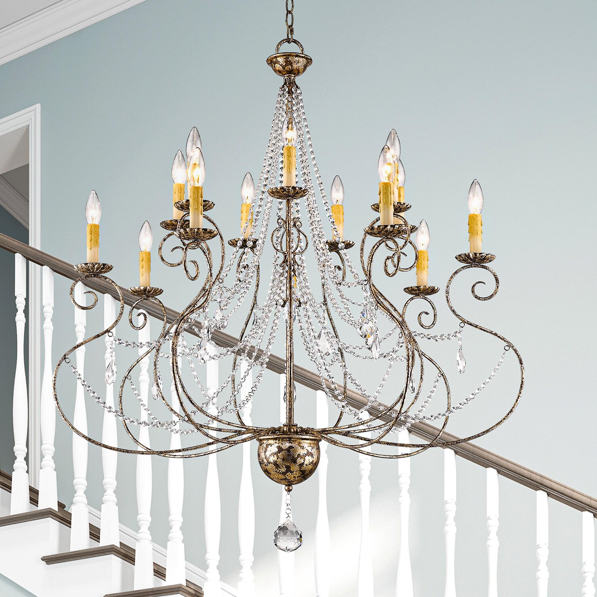 Isabella European Bronze 14-Light Crystal Chandelier