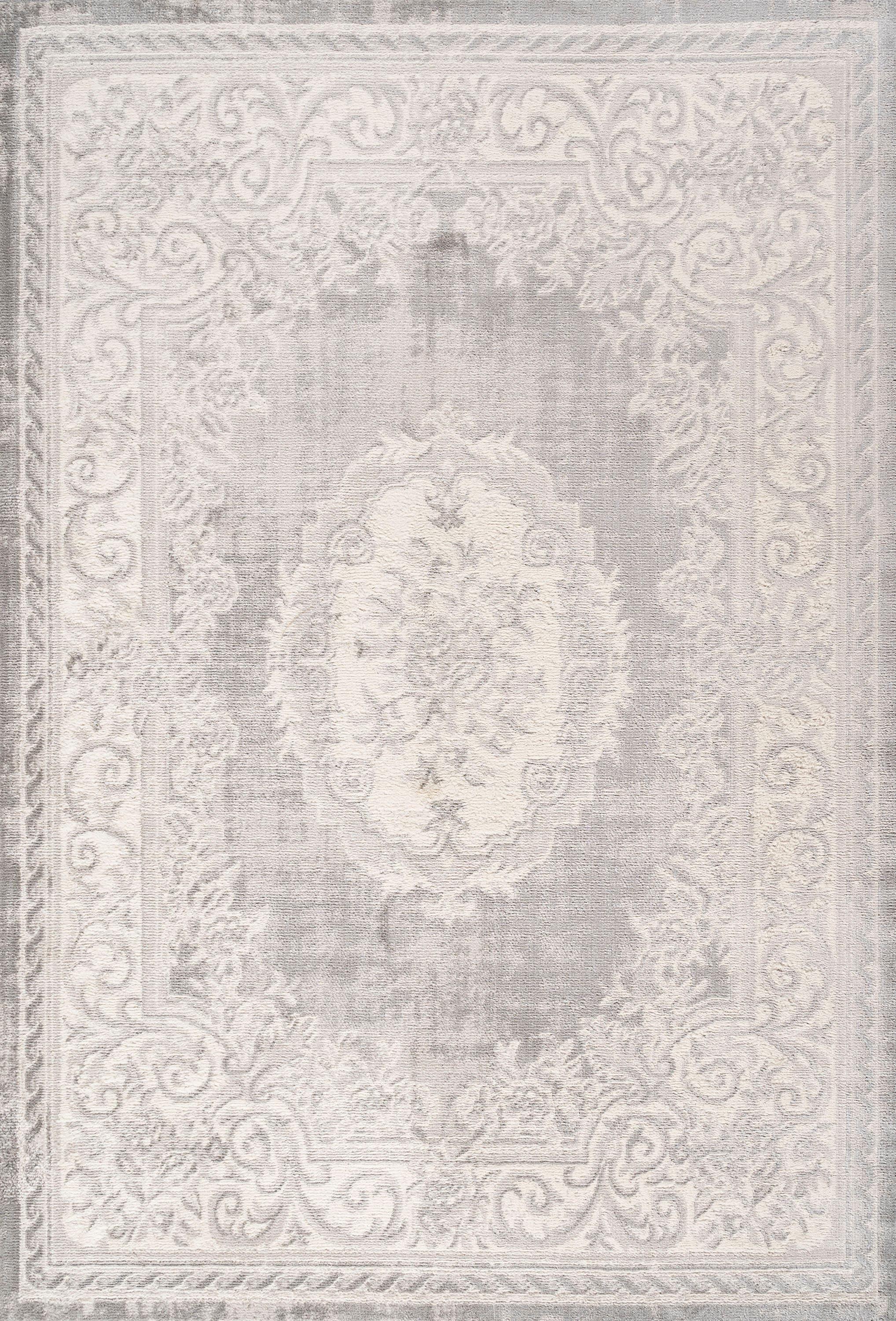 4'x6' Rosalia Cottage Medallion Area Rug, Ivory/Gray - JONATHAN Y