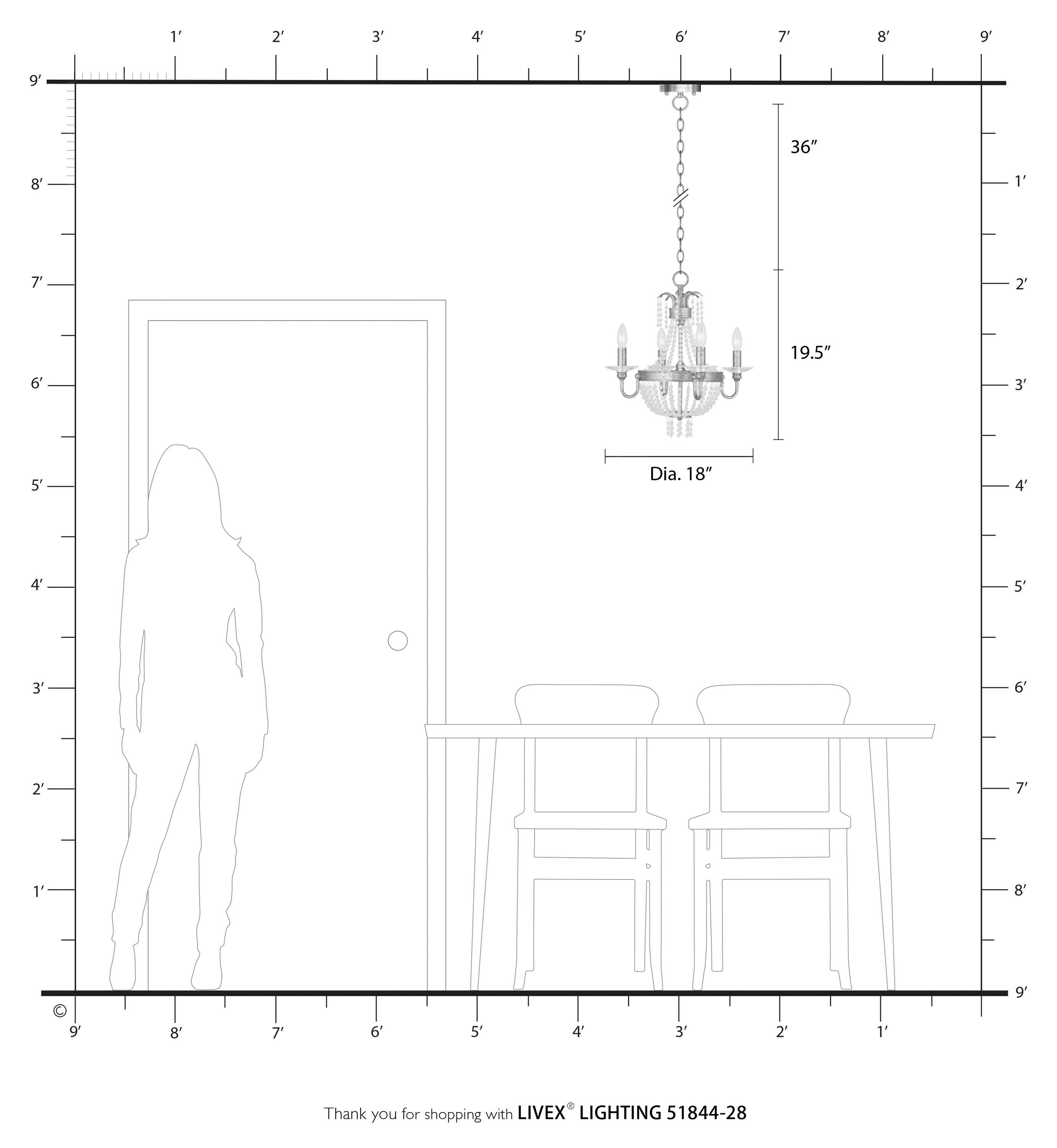 Livex Lighting Valentina 4 - Light Chandelier in  Winter Gold