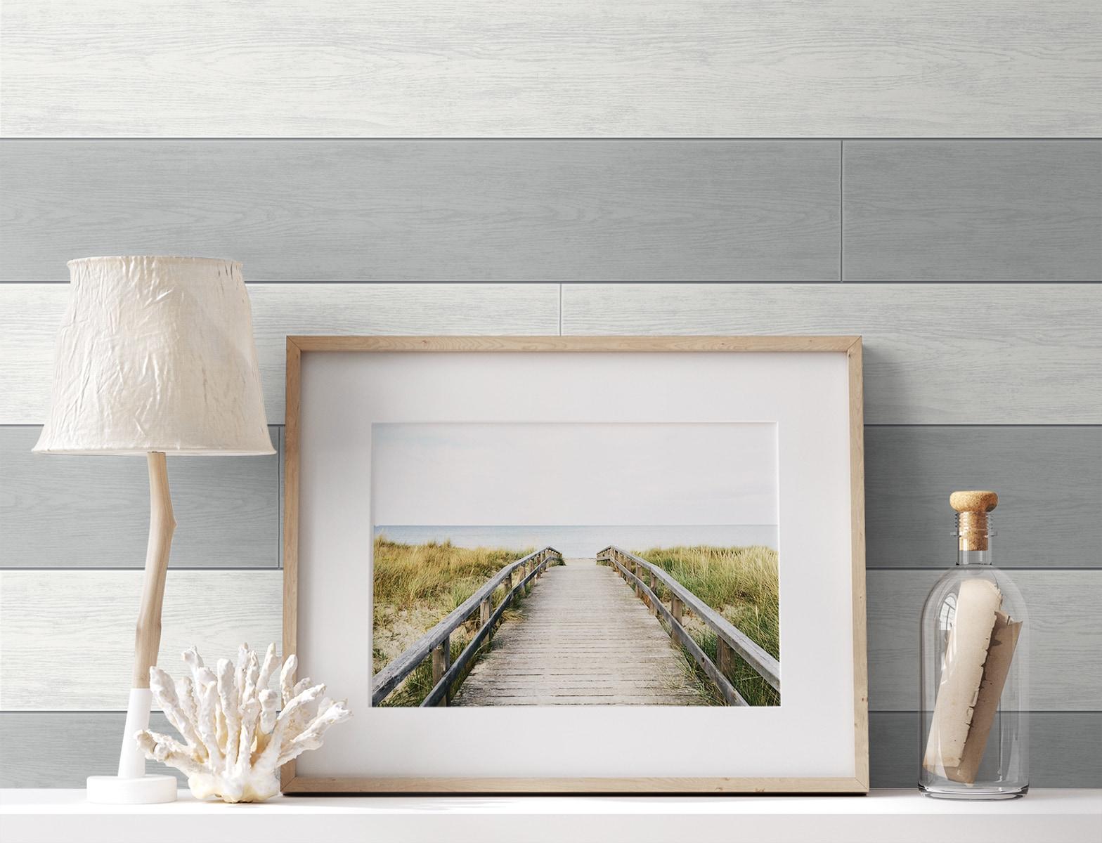 NextWall Argos Grey Two Toned Shiplap Peel and Stick Wallpaper