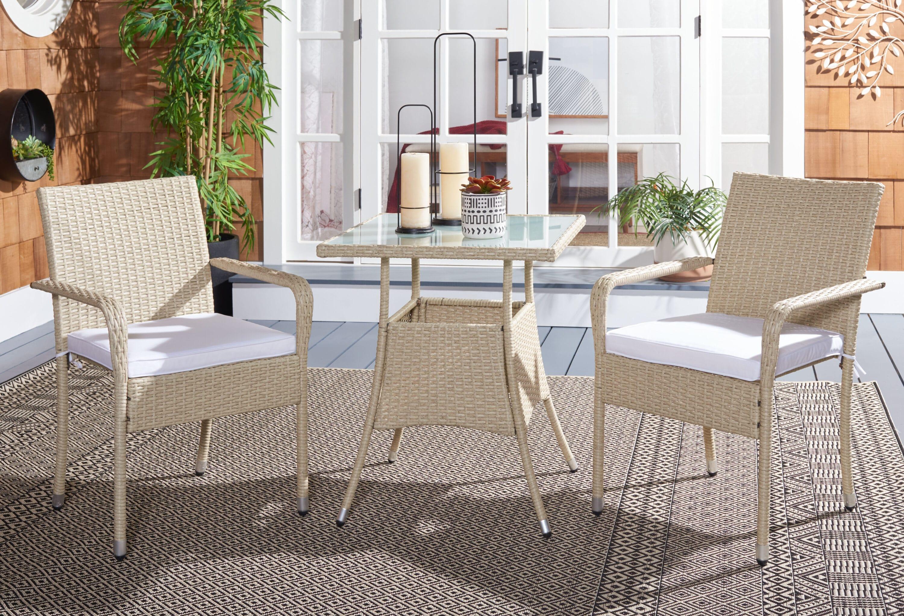 Laban Bistro Set - Outdoor - PAT7718 - Beige/White - Safavieh