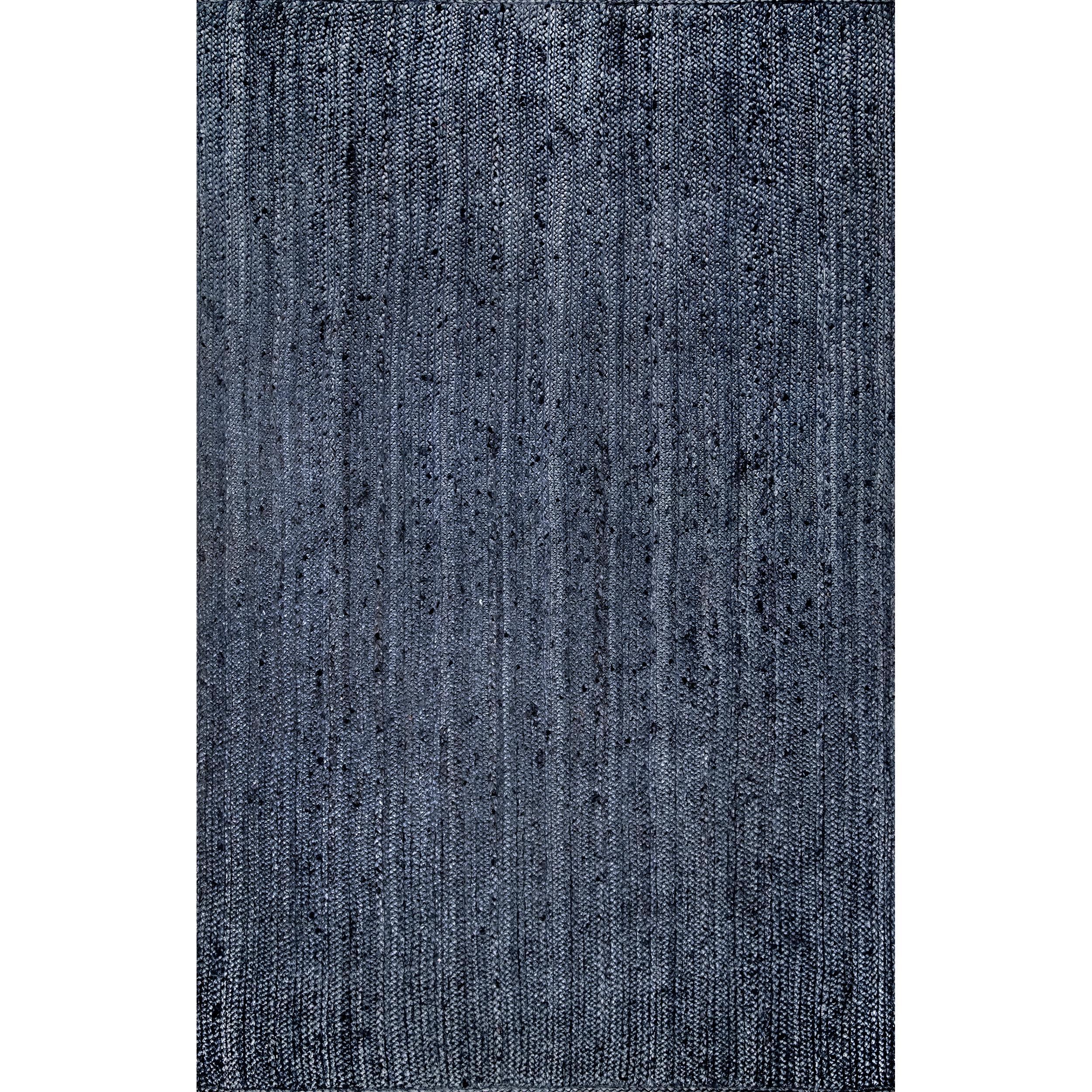 nuLOOM Rigo Hand Woven Farmhouse Jute Area Rug, Oval 4' x 6', Navy