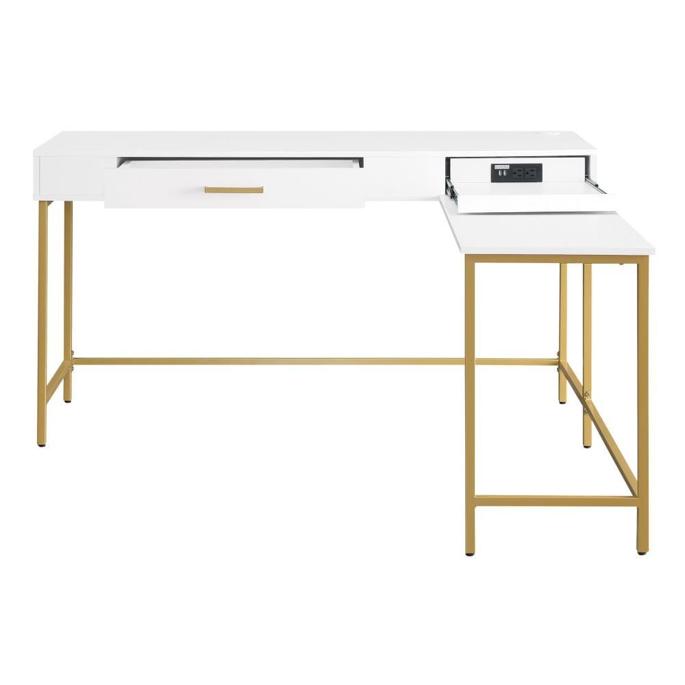 Modern Life L Shaped Desk White - OSP Home Furnishings: Home Office Furniture with All Purpose Drawer
