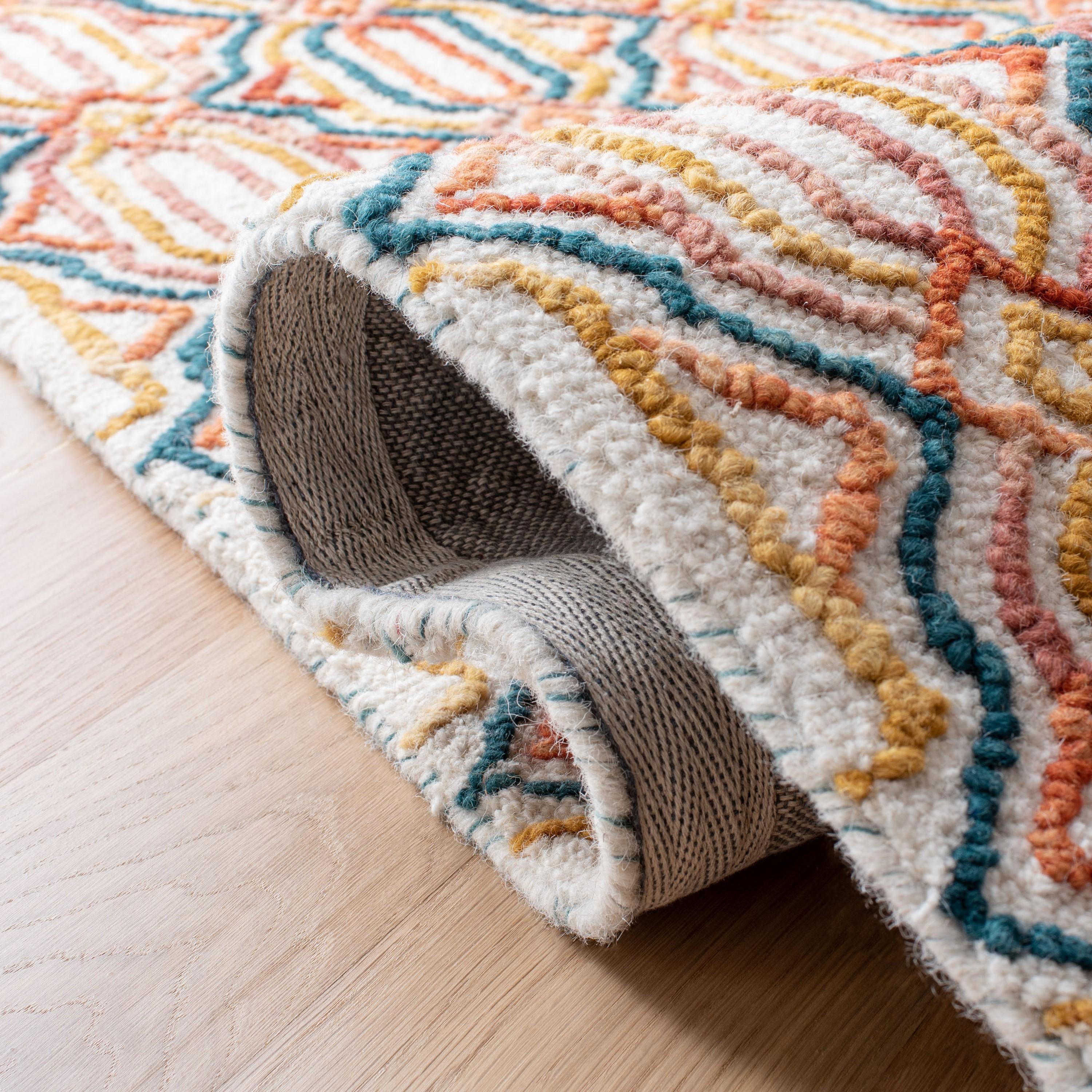 Trace TRC511 Hand Tufted Indoor Area Rug - Ivory/Navy - 8'x10' - Safavieh