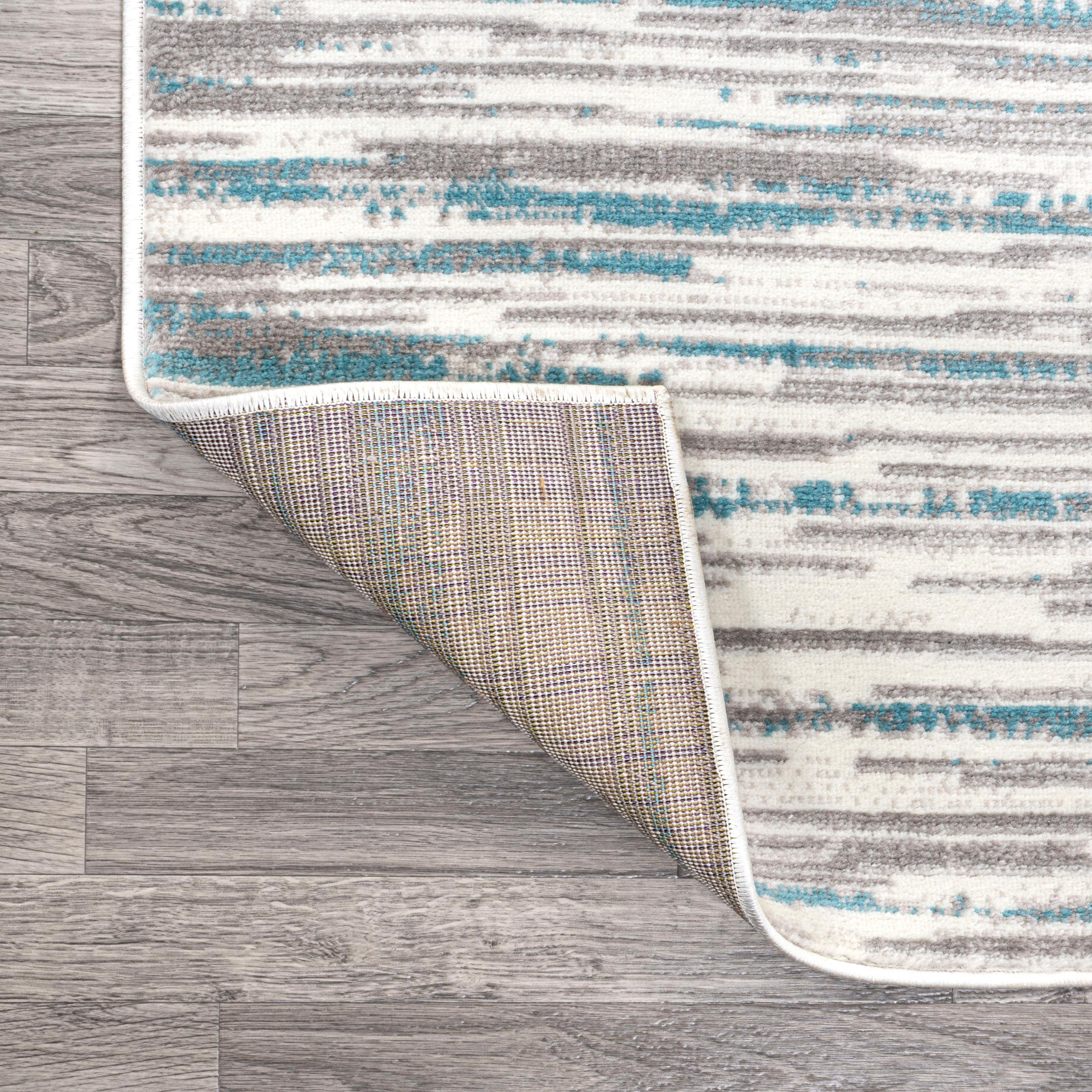 2' x 8' Speer Abstract Linear Stripe Runner Rug, Gray/Blue - JONATHAN Y