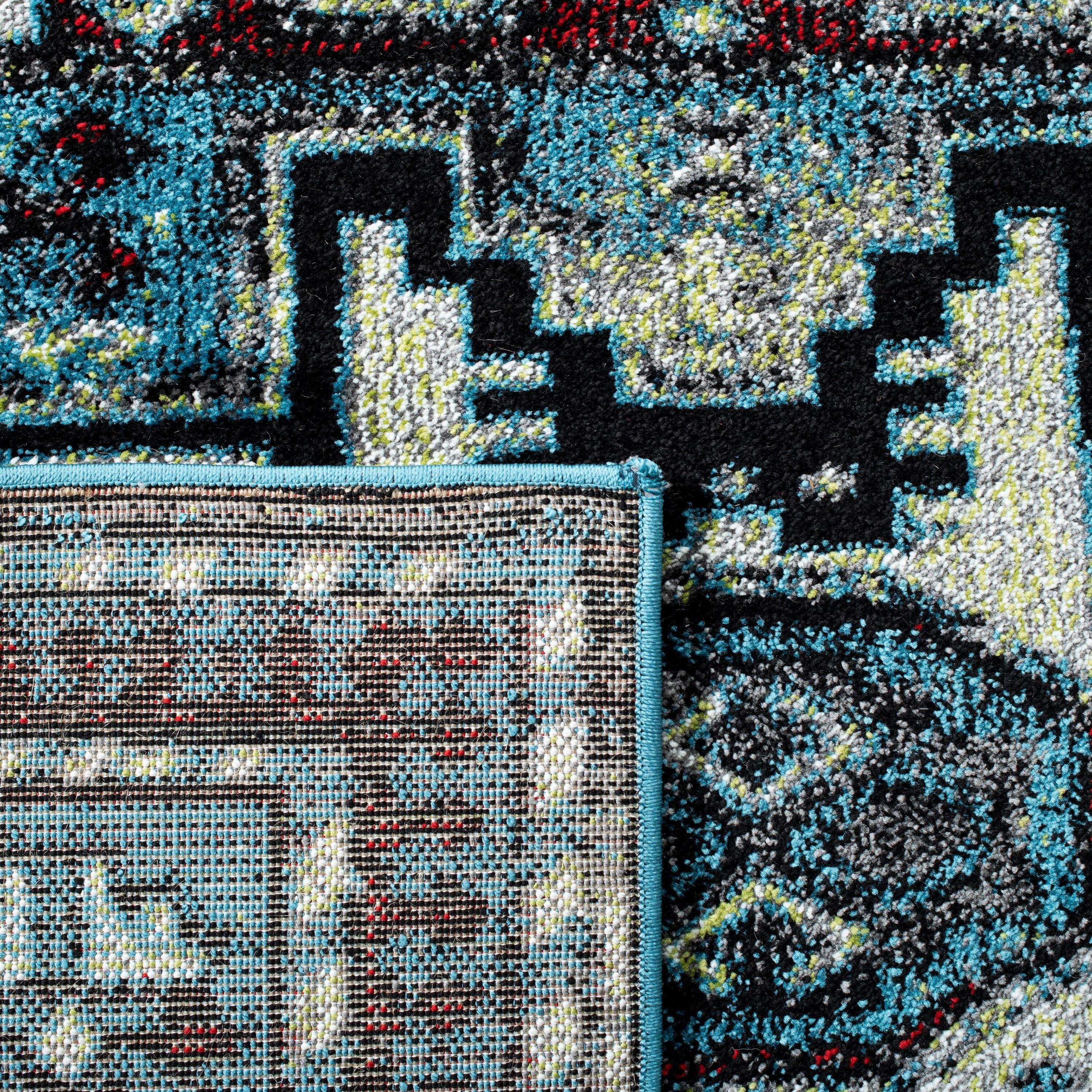 Vintage Hamadan VTH213 Power Loomed Area Rug - Light Blue/Black - 6'7"x9' - Safavieh.