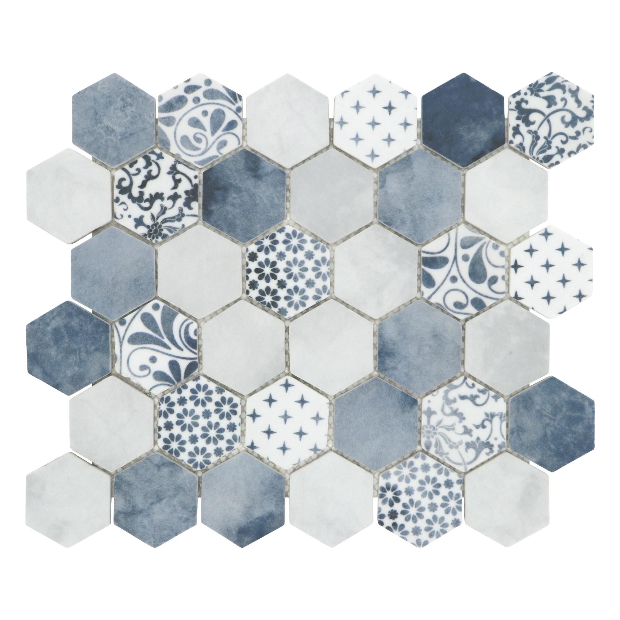 Sunwings 11.7" x 10.2" Recycled Glass Honeycomb Wall & Floor Tile