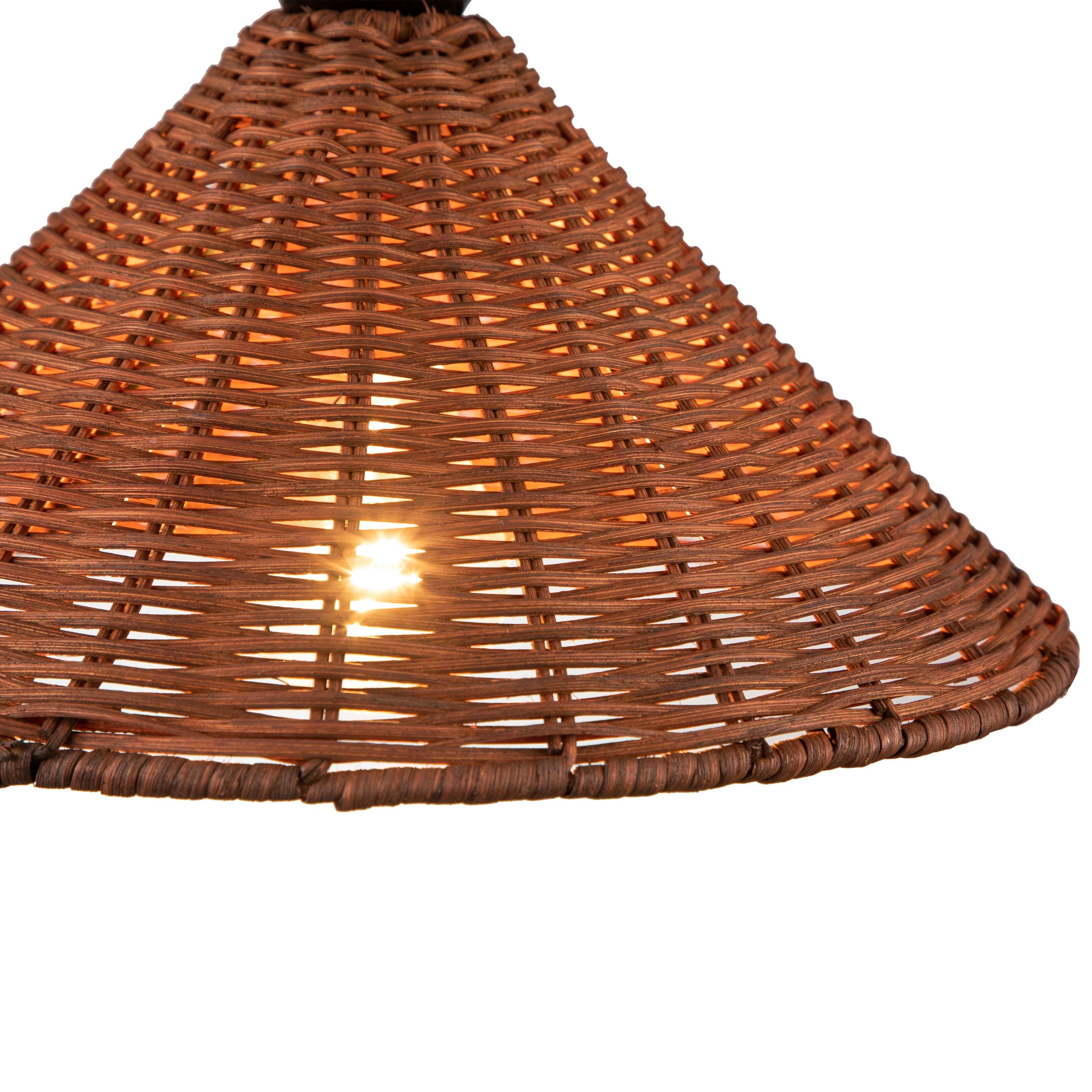 C Cattleya 1-Light Black Finish Naturan Rattan Dome Hanging Pendant Light