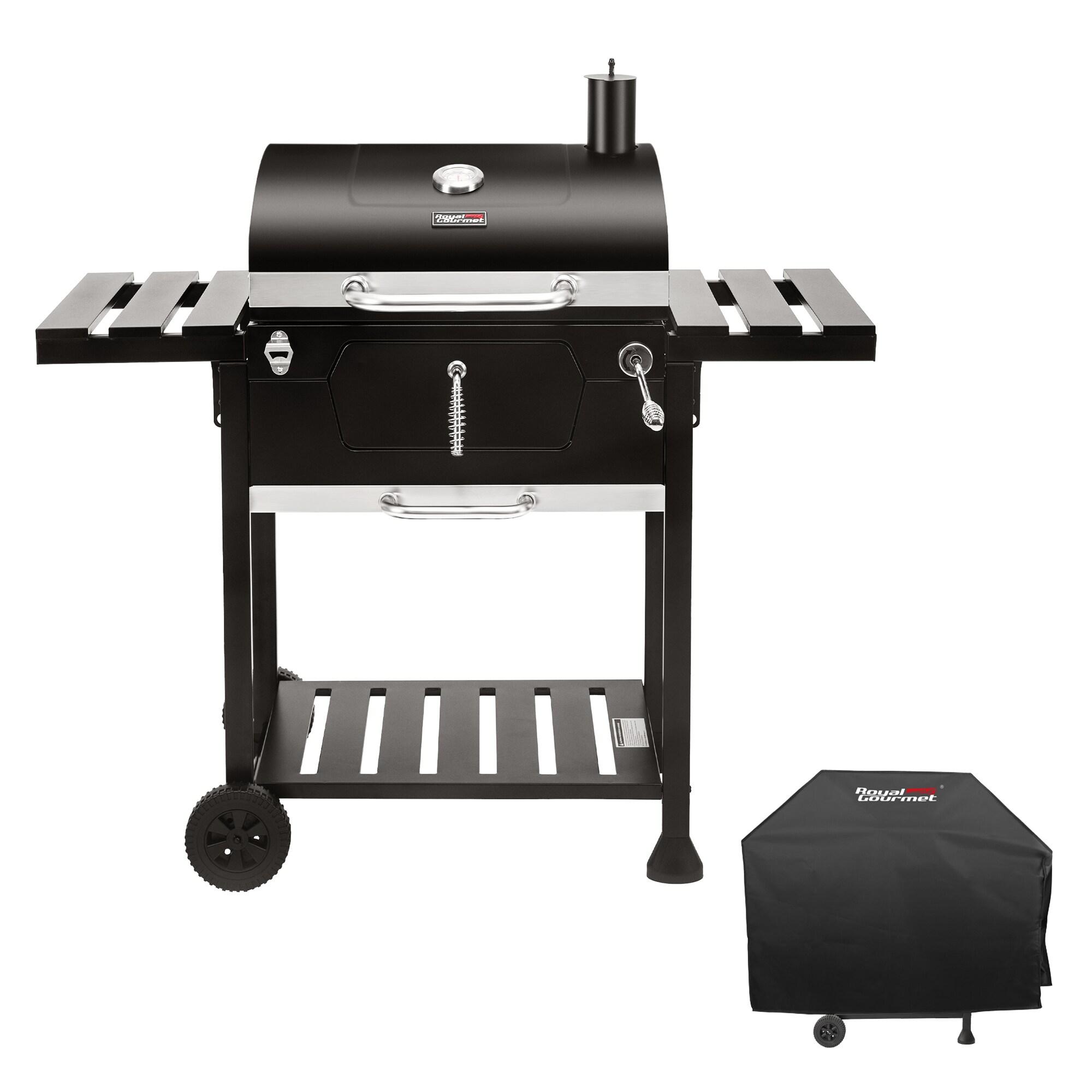 Royal Gourmet 24" Crop Barrel Charcoal Grill with Side Shelf and Cover