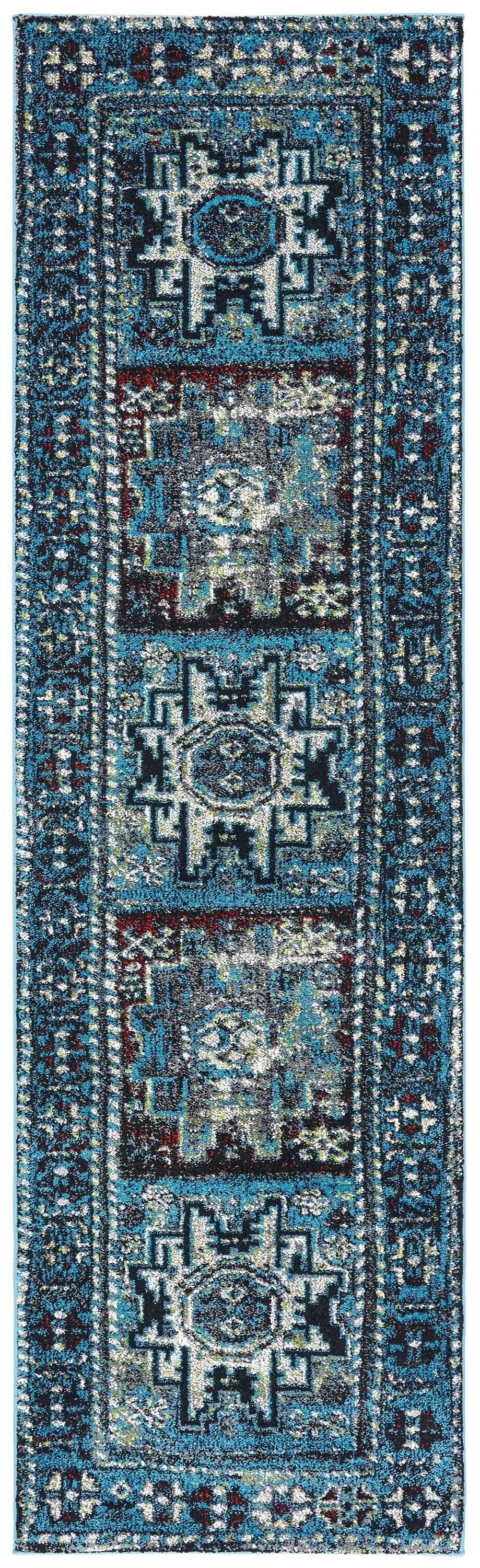 Vintage Hamadan VTH213 Power Loomed Runner Rug - Light Blue/Black - 2'3"x8' - Safavieh.