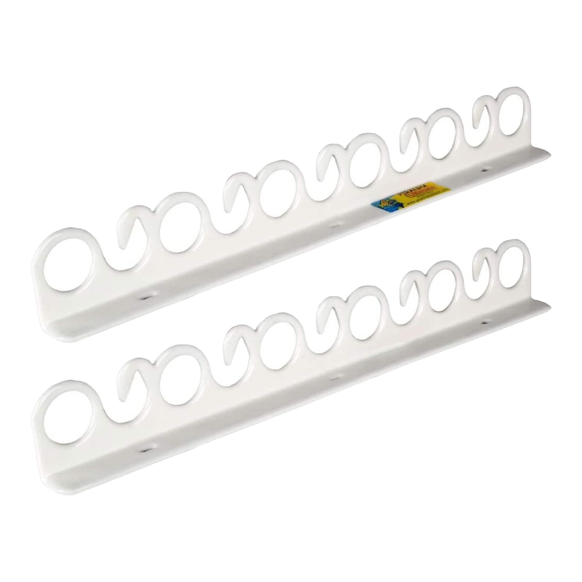 Piranha FD011 Original Vinyl Coated Steel Indoor Outdoor Compact Overhead and Wall Mount Fishing Rod Rack with Installation Hardware, Holds 11 Rods