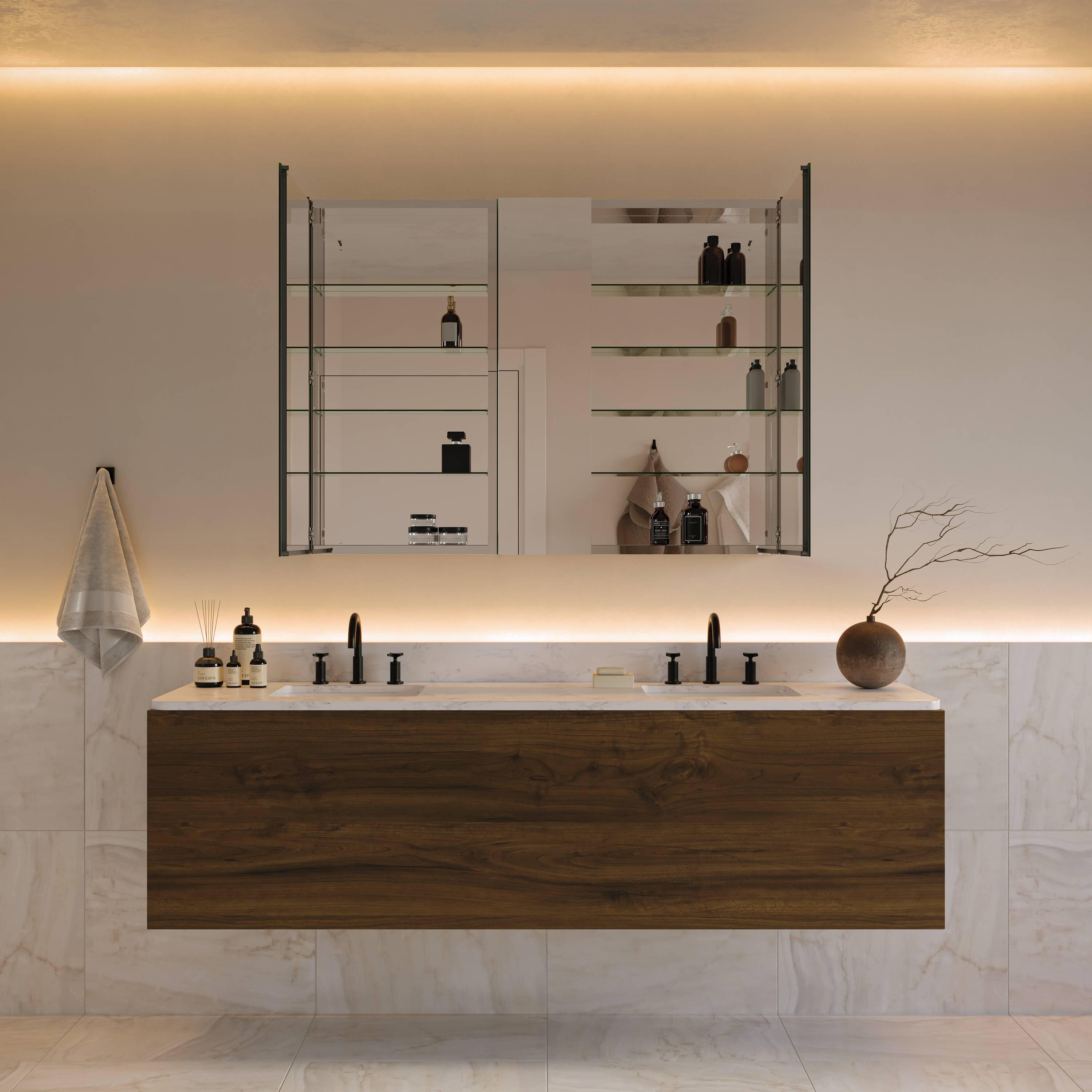 Senza Recessed/Surface Mount Rectangular Frameless Bathroom Medicine Cabinet