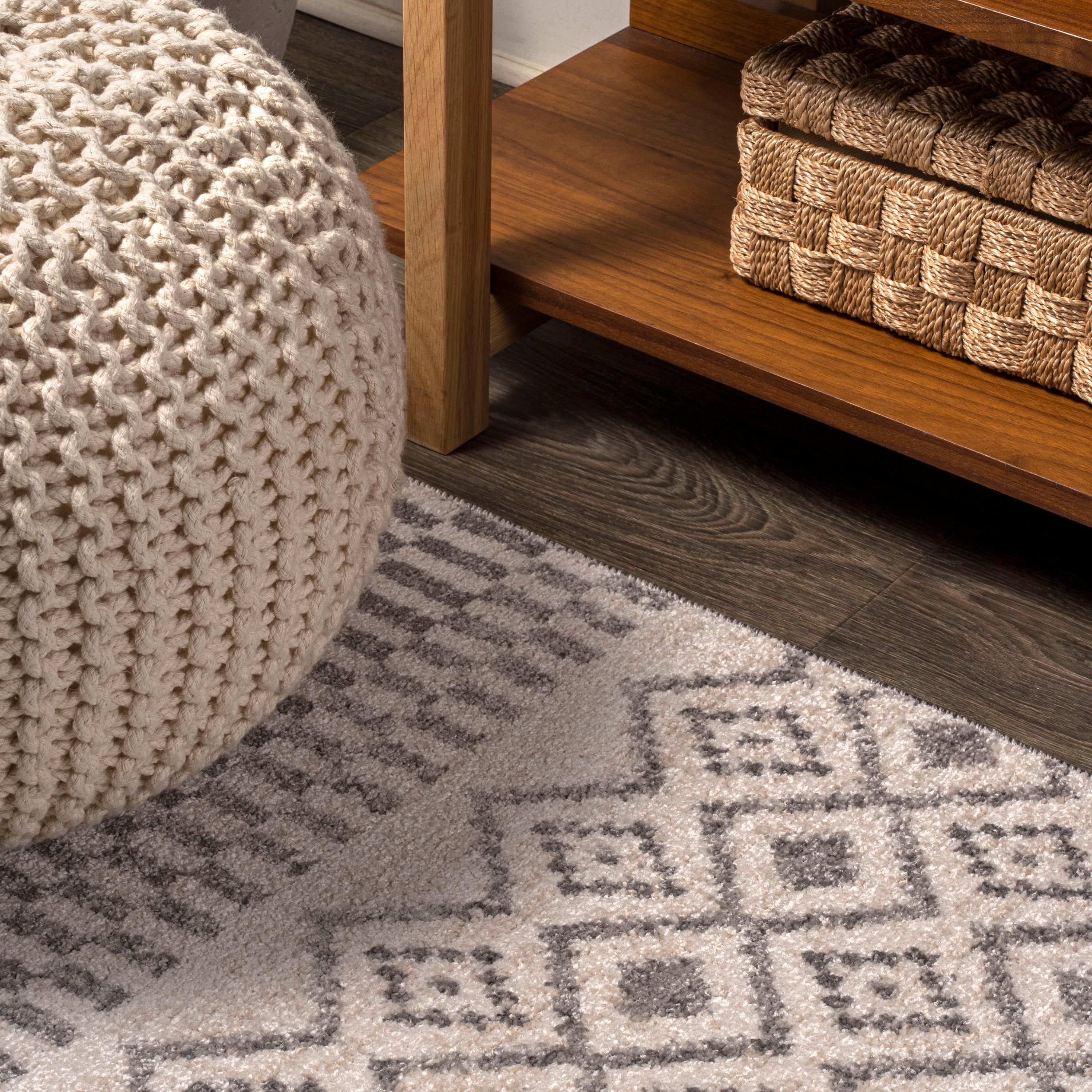5'x8' Ifrane Berber Geometric Stripe Area Rug, Cream/Gray - JONATHAN Y