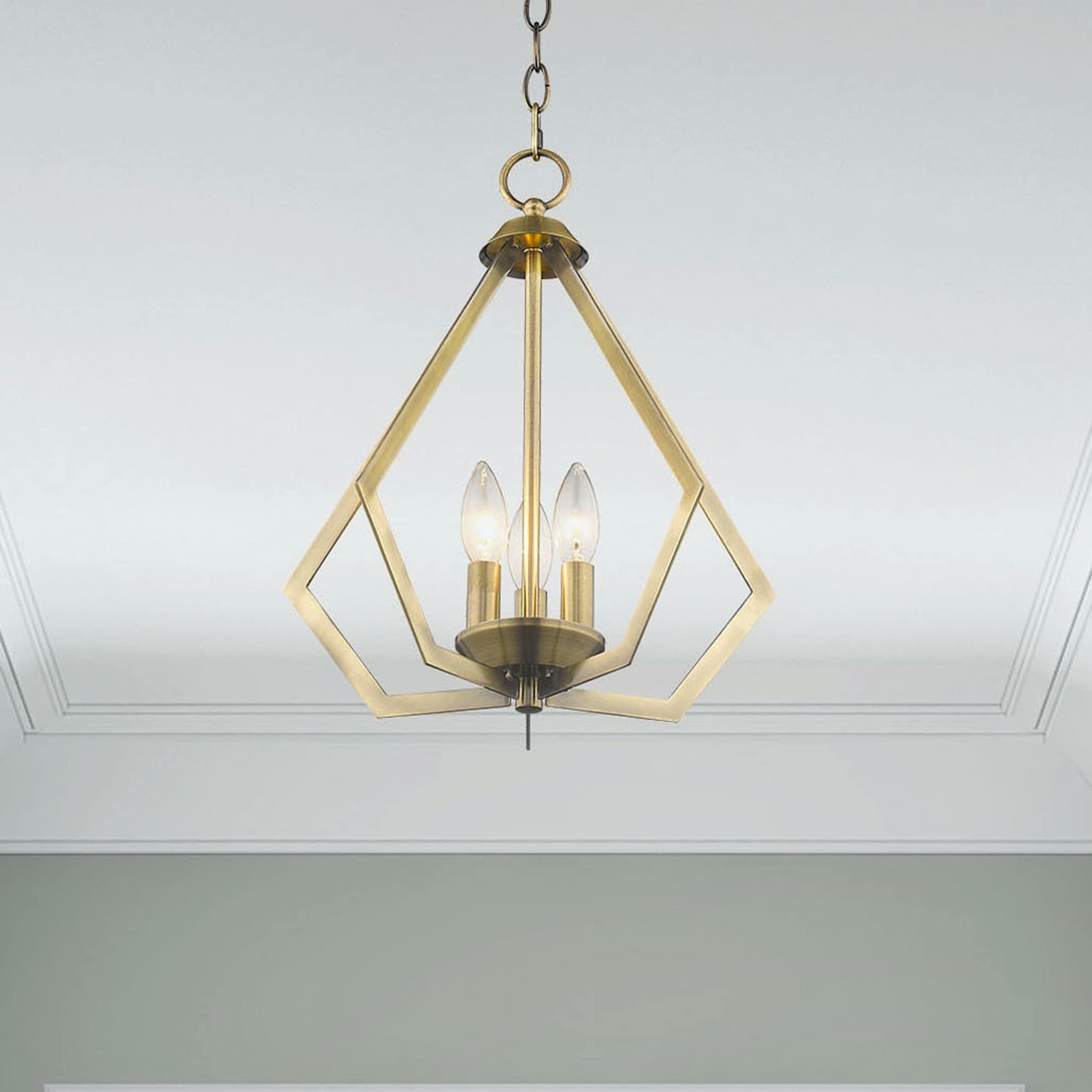 Livex Lighting Prism 3 - Light Chandelier in  Antique Brass
