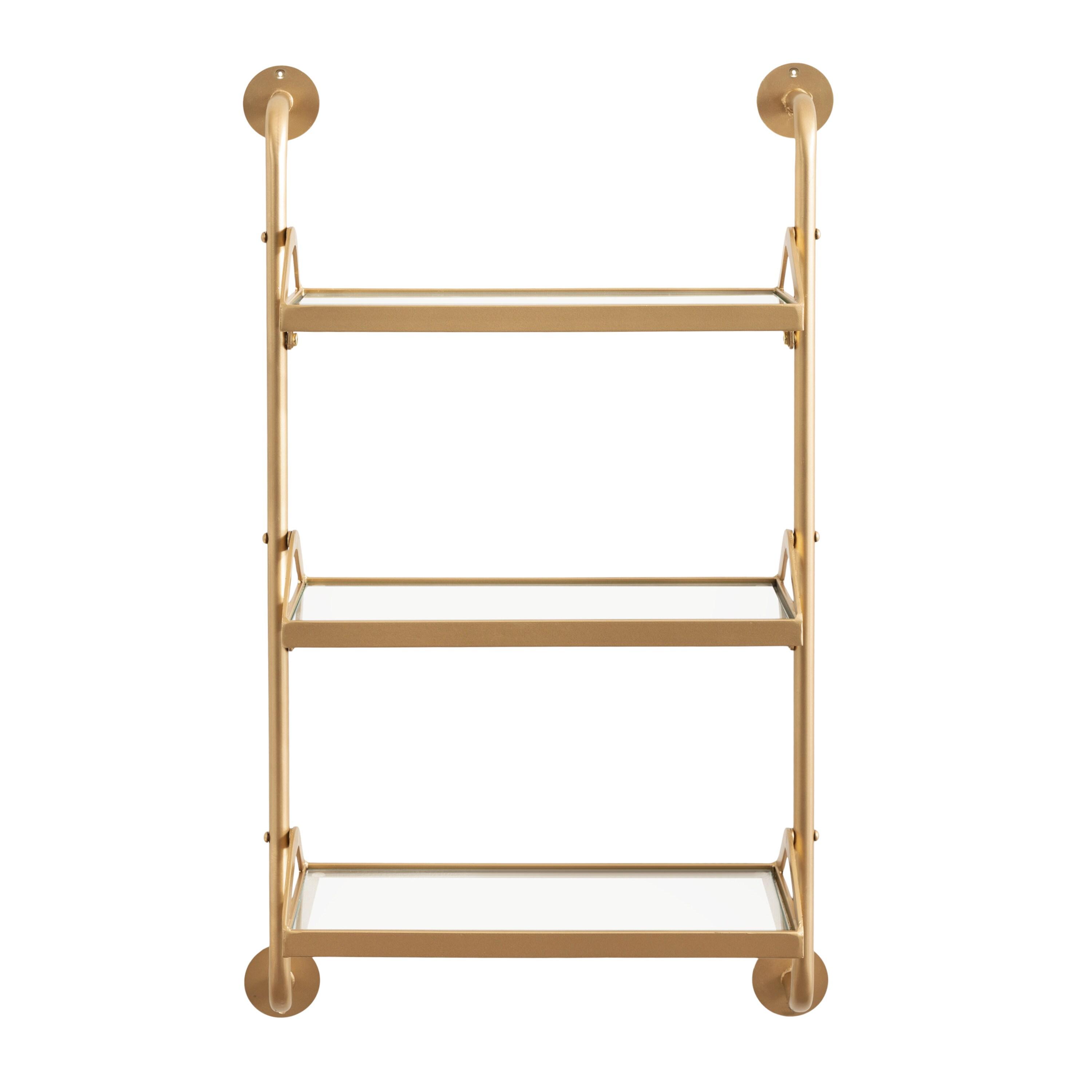 Kate & Laurel All Things Decor 18"x30" Marit Three-Tier Wall Shelf Gold