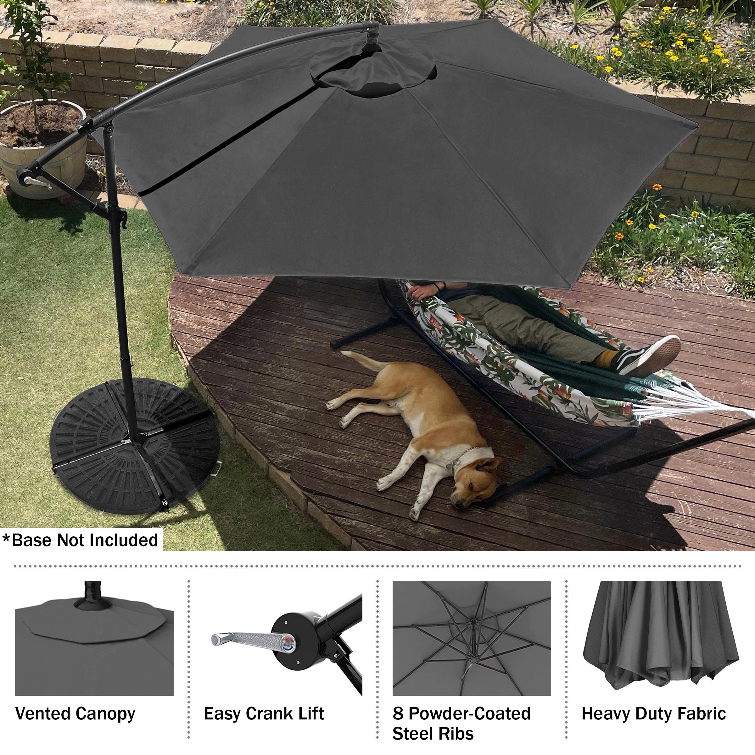 Pure Garden 10' Octagon Outdoor Patio Cantilever Umbrella Gray: Weather-Resistant with Crank Lift, 8 Ribs