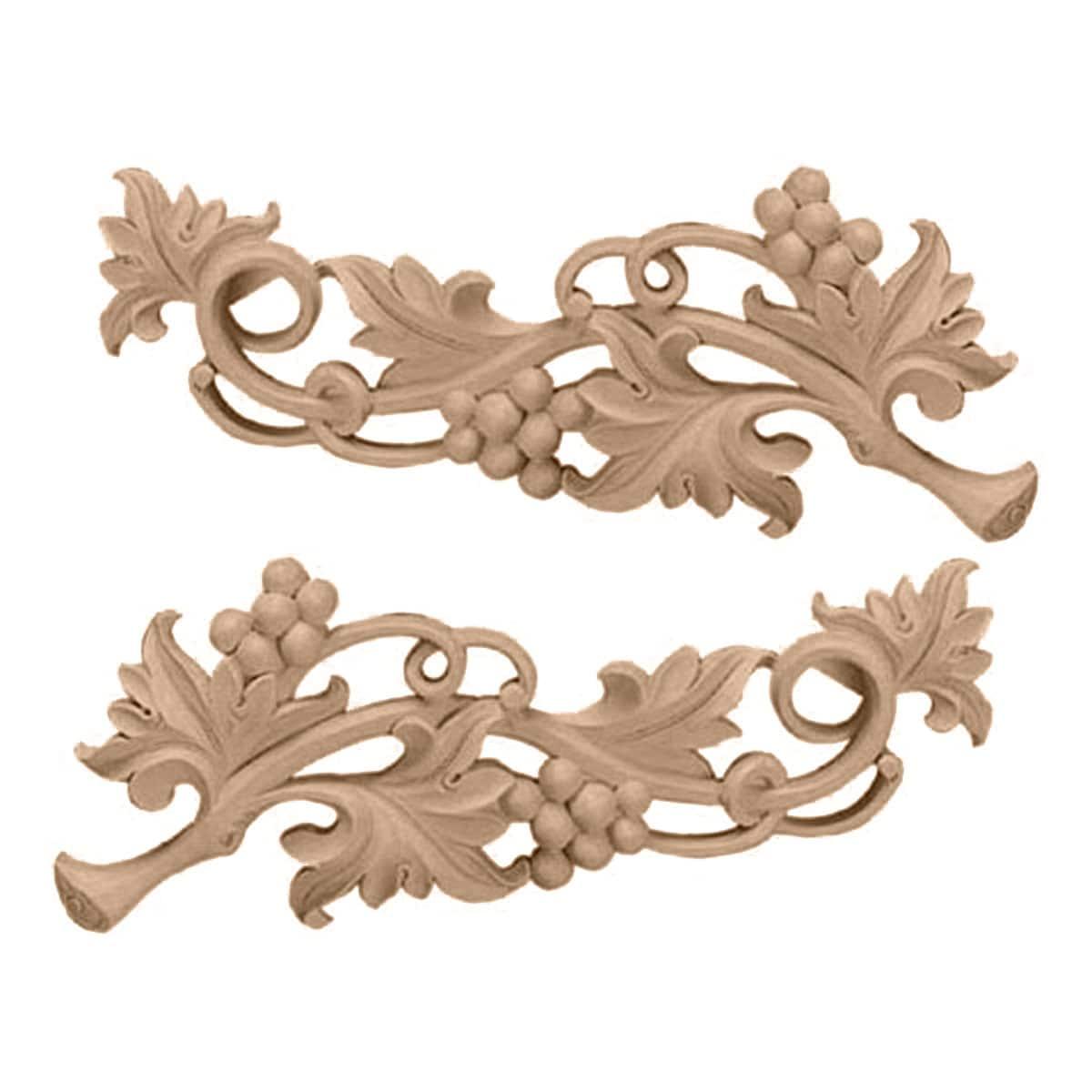 Alder Small Grape Scroll Wood Onlays Pair