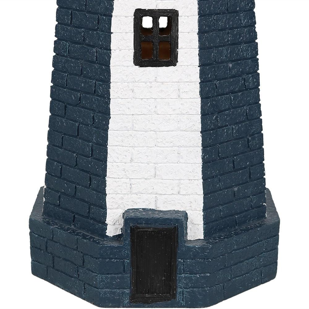Longshore Tides Caudillo Striped Resin Solar Resin Outdoor LED Lighthouse Statue