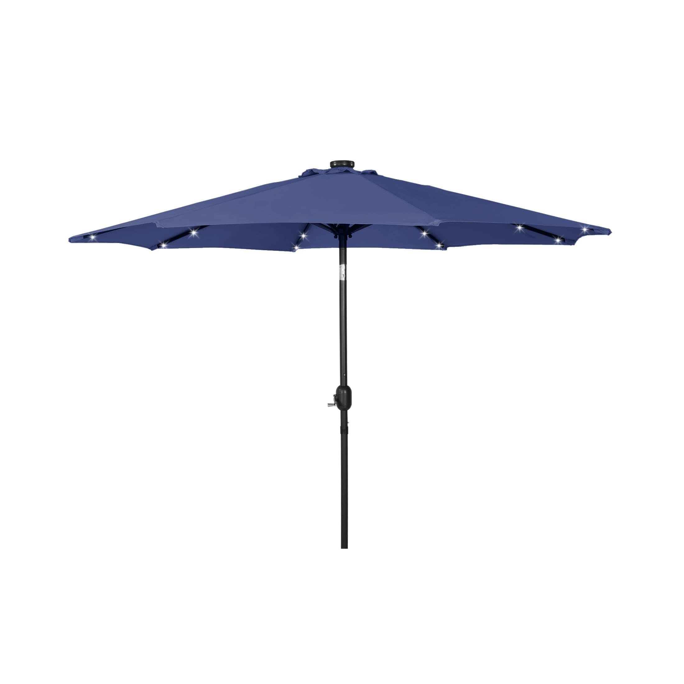 Polytrends Lucent 9-foot Solar Led Lighted Patio Umbrella Navy Blue