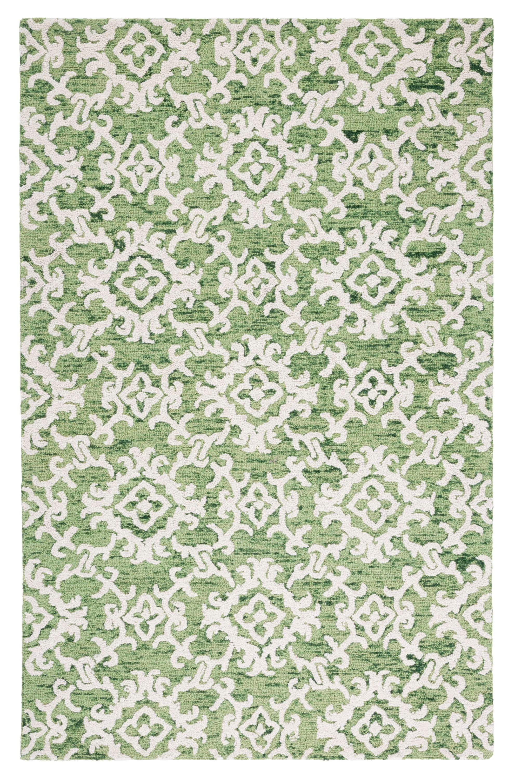 Blossom BLM104 Hand Tufted Area Rug - Green/Ivory - 4'x6' - Safavieh.