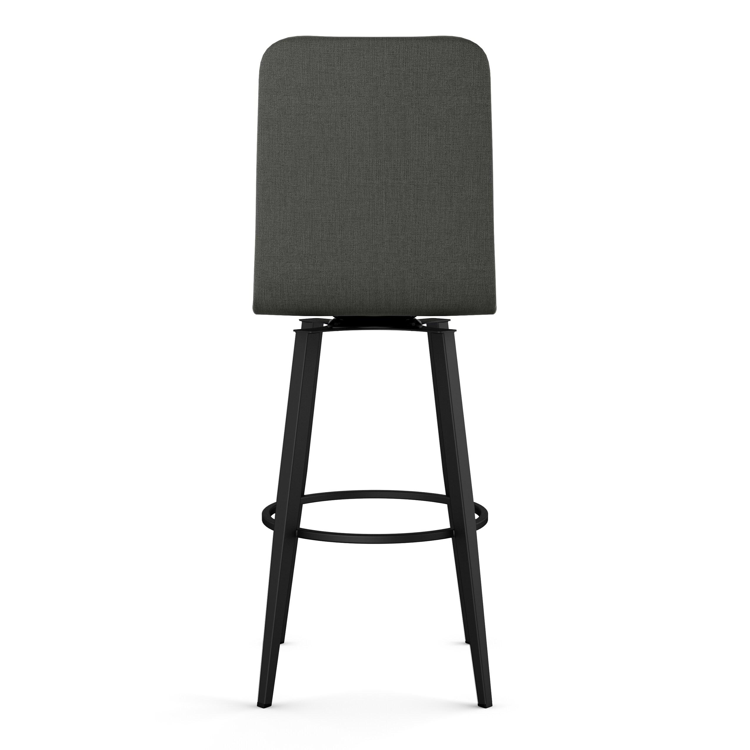 Watson 26" Charcoal Grey Polyester Swivel Counter Stool with Black Metal Frame