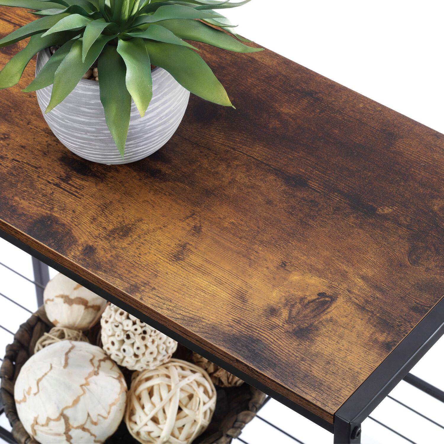 Whitmor Modern Industrial 4-Shelf Metal and Wooden Freestanding Shelves, Black