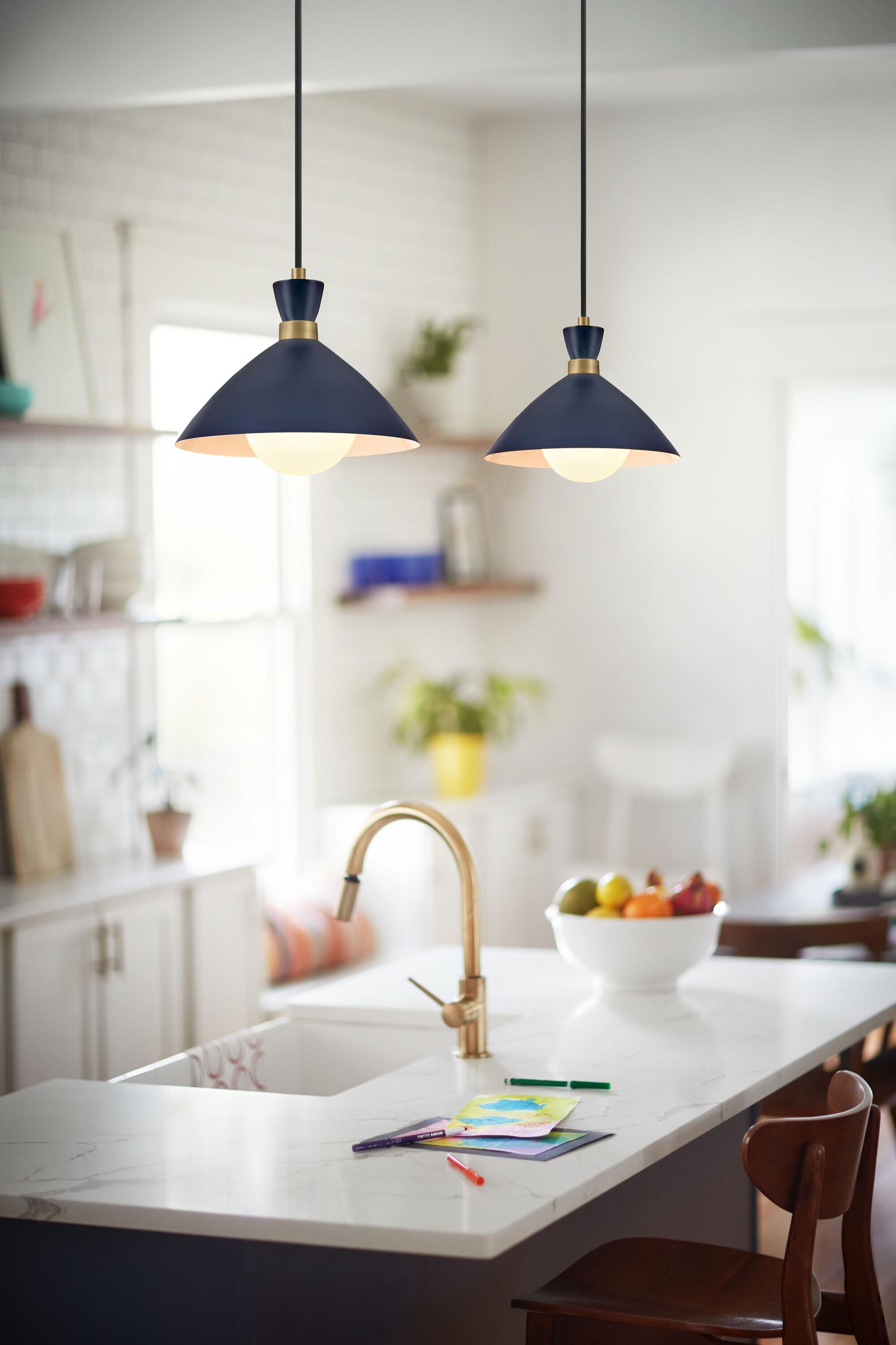 Lark Simon 1 - Light Pendant in  Matte Navy/Heritage Brass