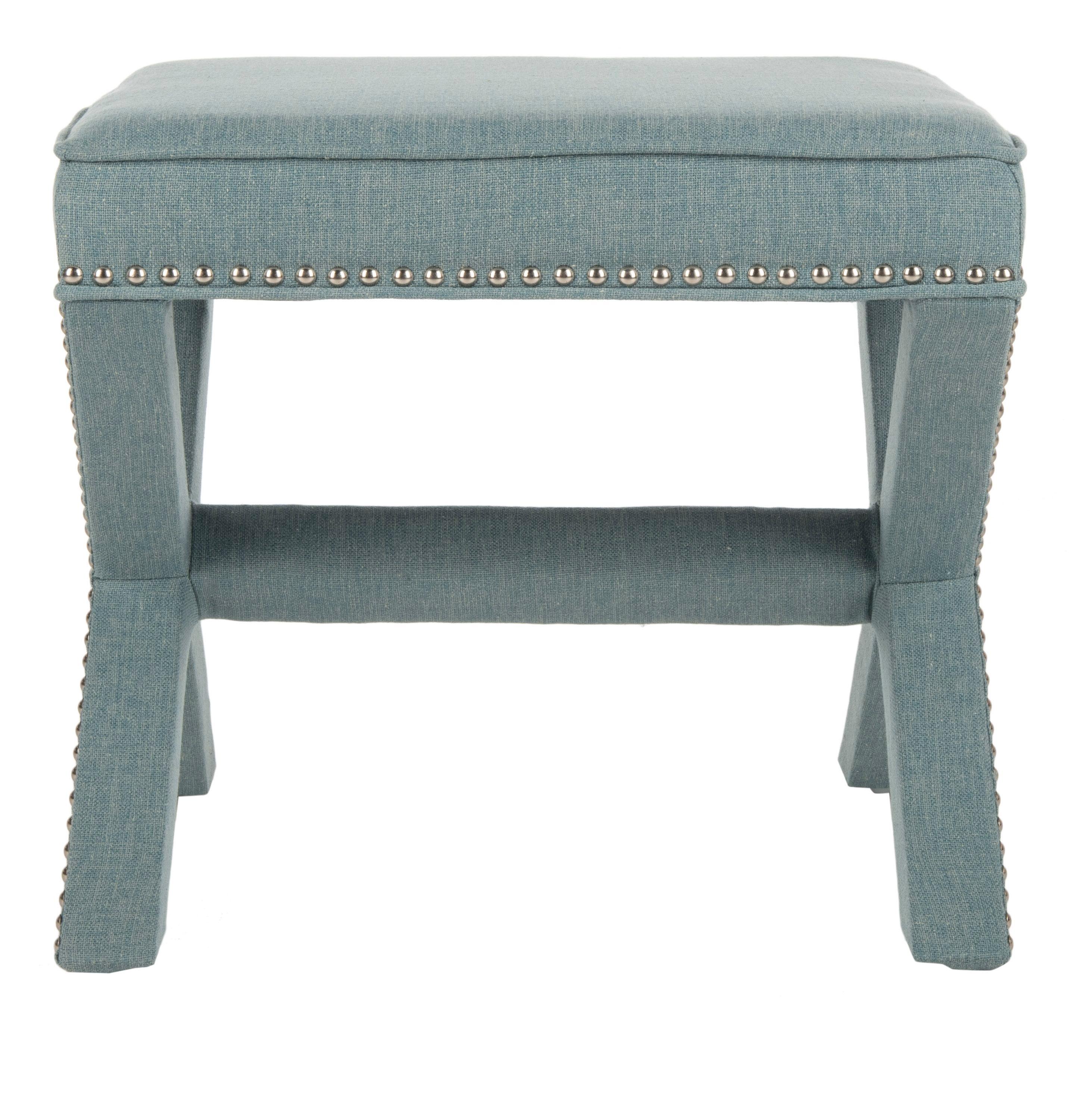Palmer Ottoman W/ Silver Nail Heads - Sky Blue - Safavieh