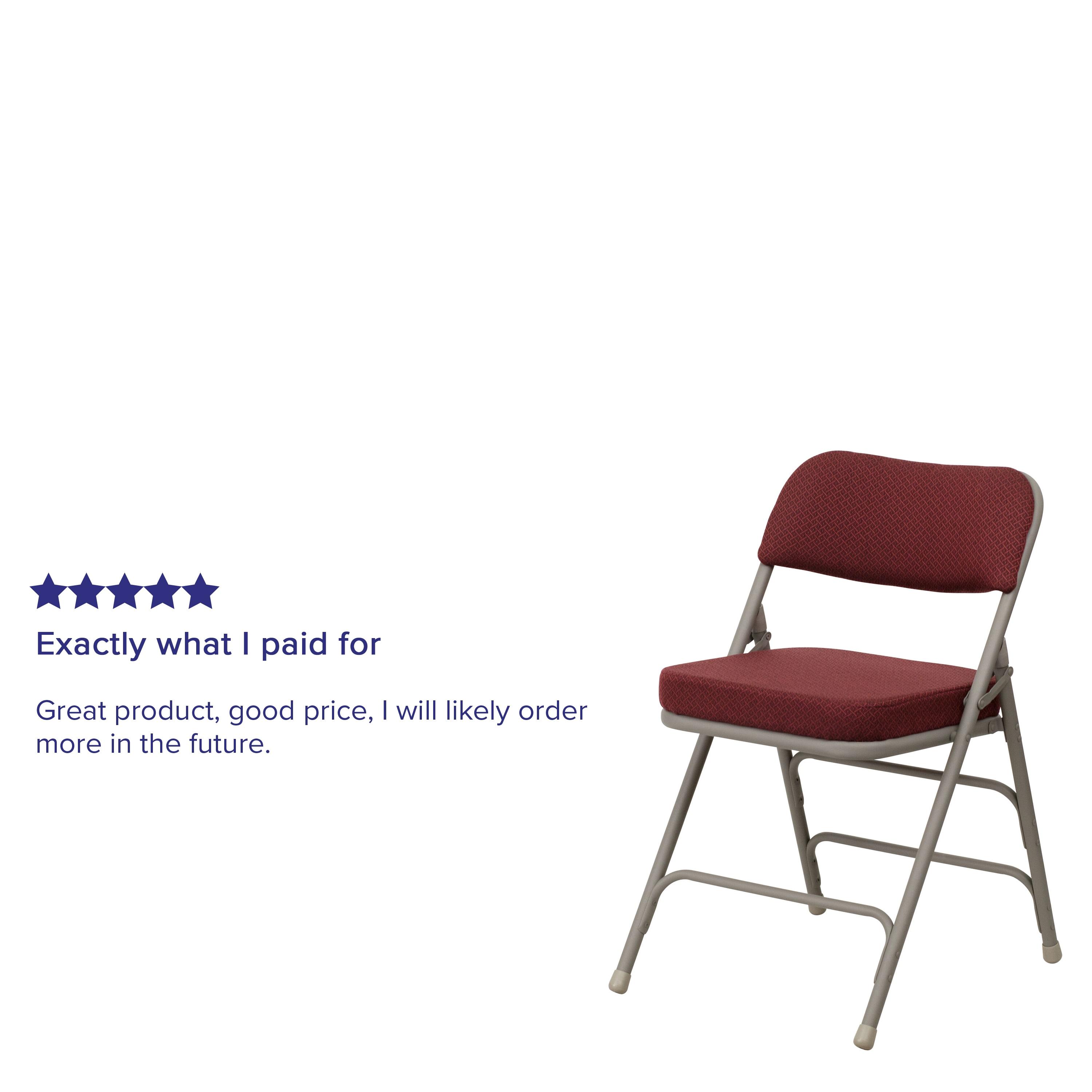 Flash Furniture 2 Pack HERCULES Series Premium Curved Triple Braced & Double Hinged Burgundy Fabric Metal Folding Chair